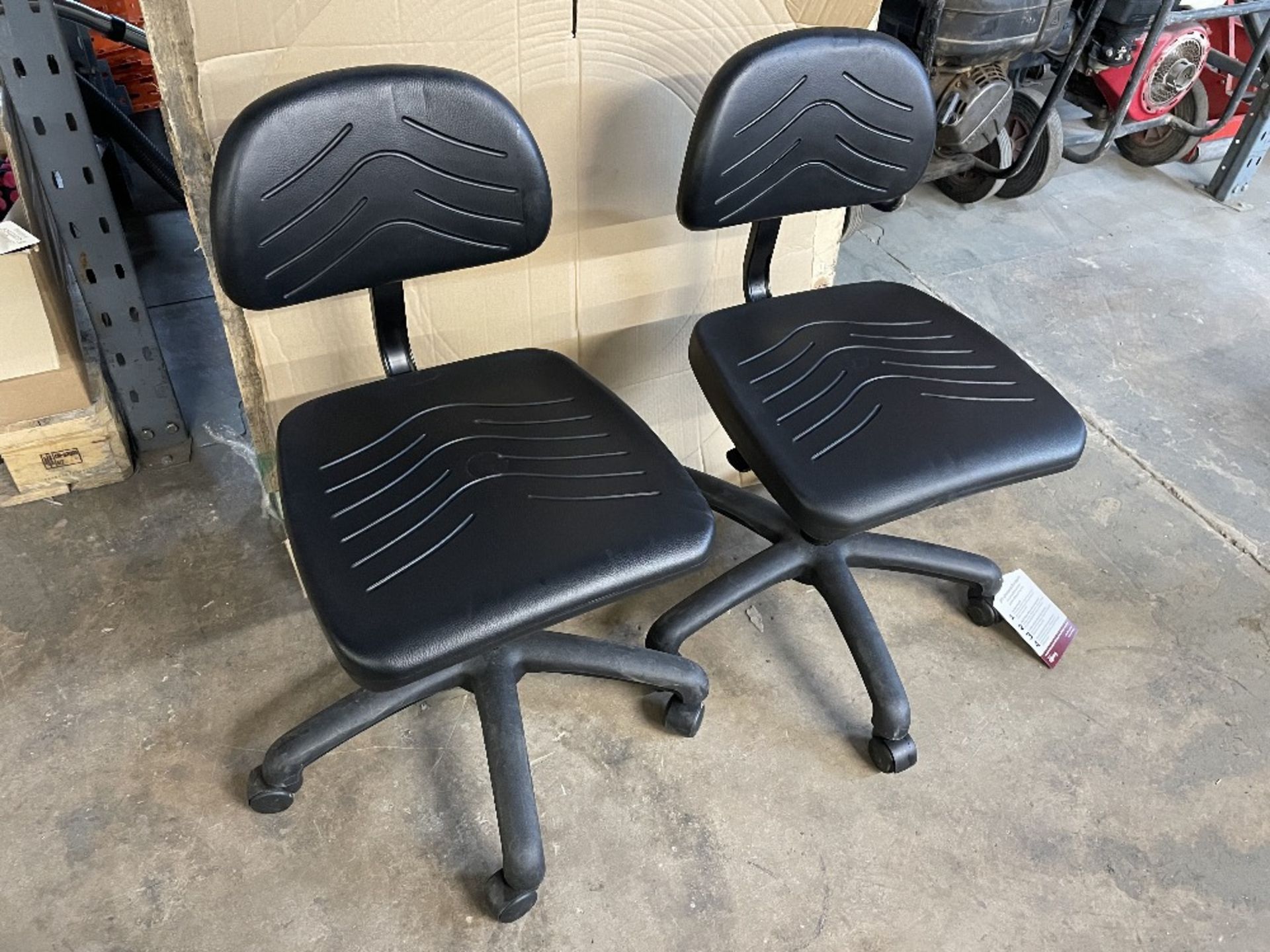 2 x Faux Leather Mobile Adjustable Chairs in Black - Image 3 of 4