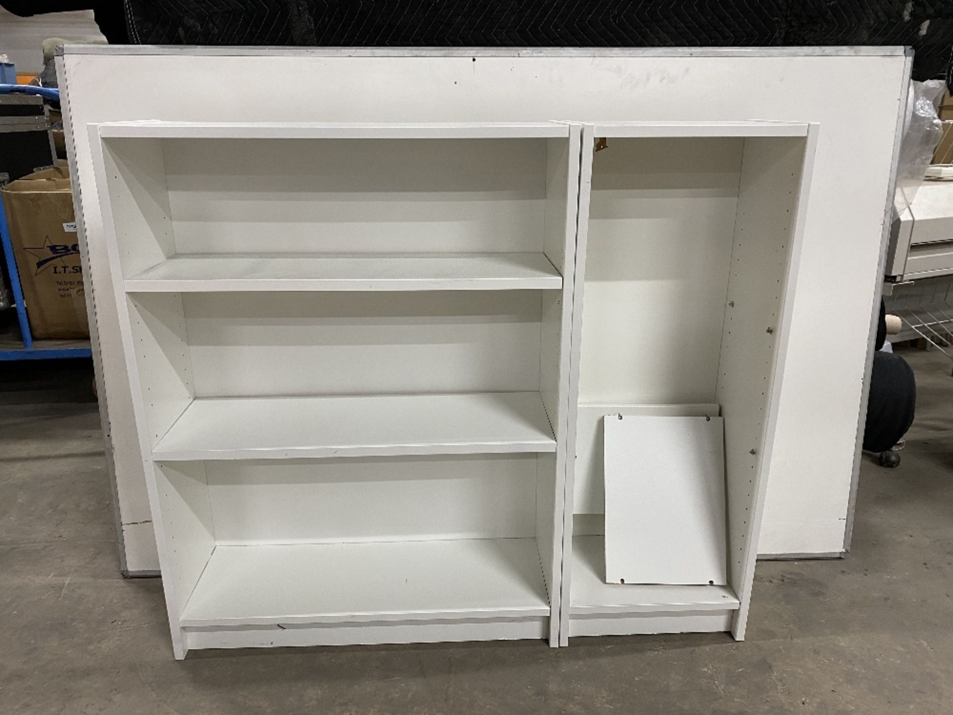 White Ikea 2 Part Wooden Bookshelf Set