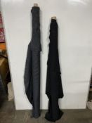 Black And Navy Rolls Of Used Striped Fabric