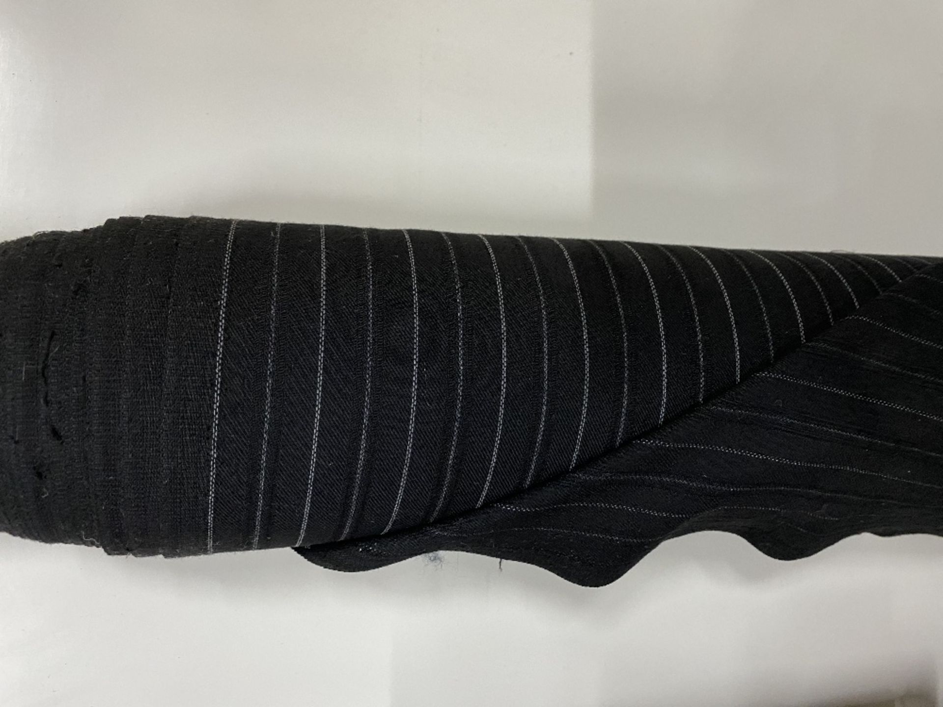 Black And Navy Rolls Of Used Striped Fabric - Image 3 of 3