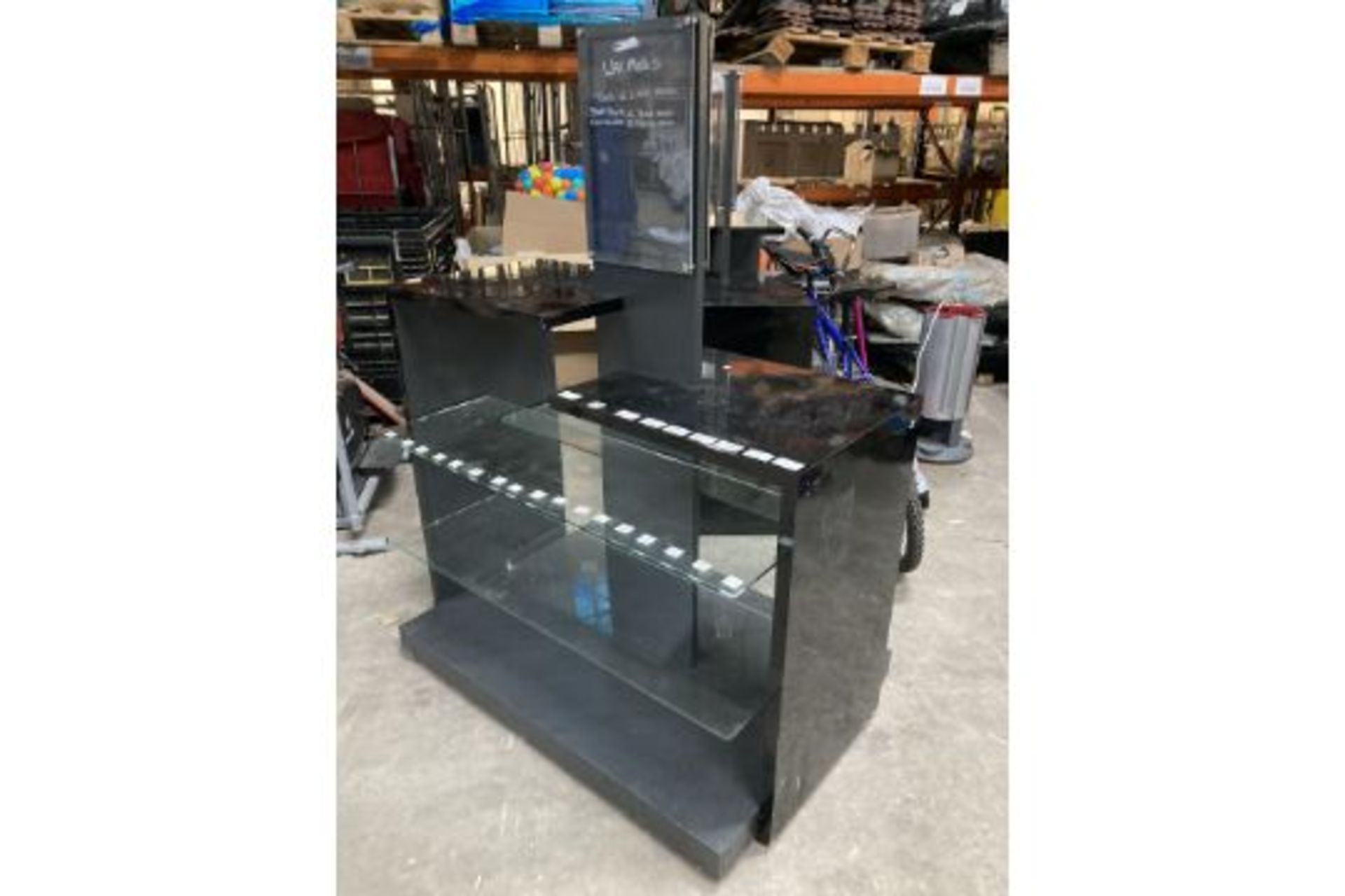 Black Display Stand W/ Glass Shelves - Image 2 of 5