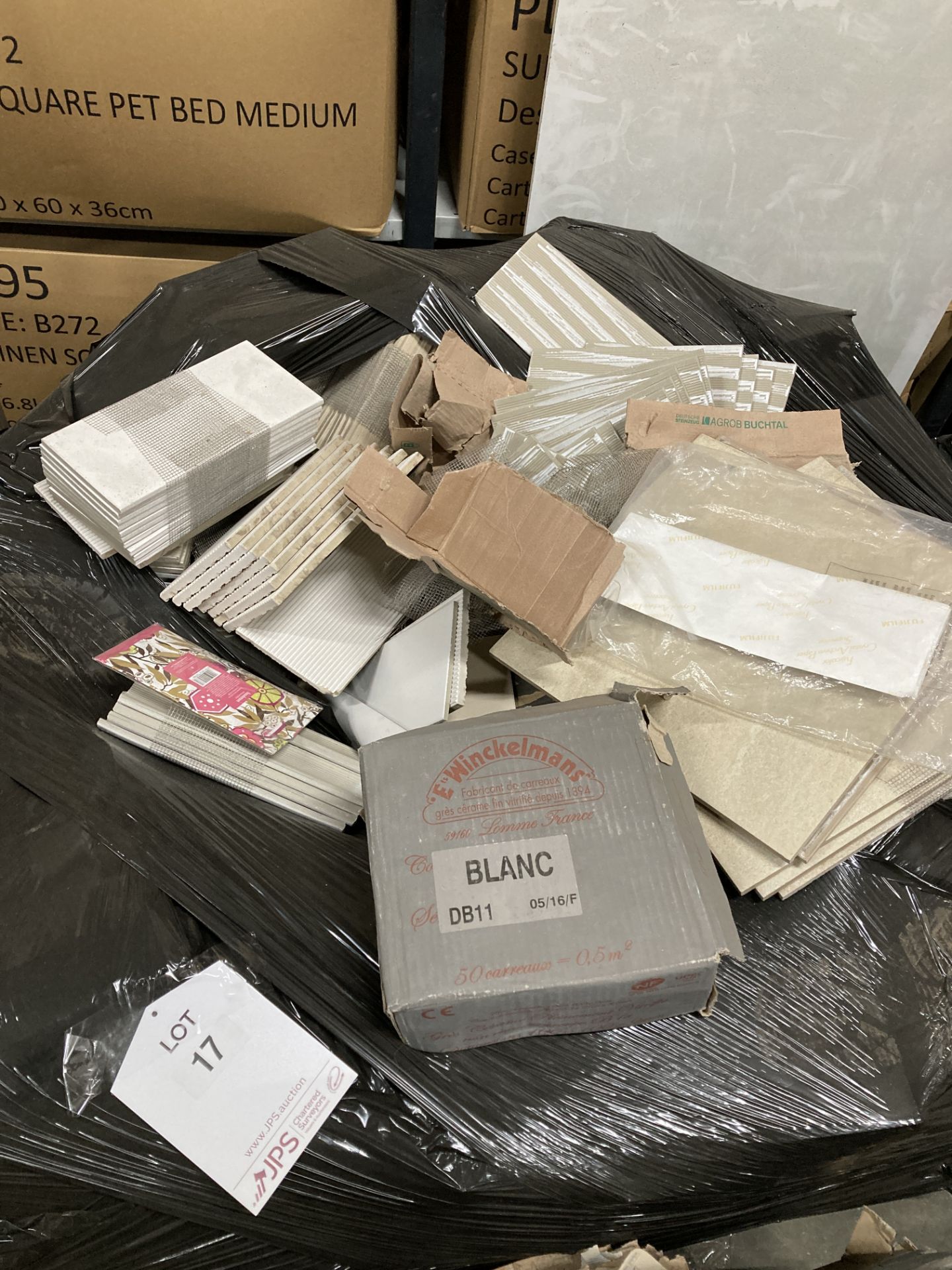 Pallet of Various White Porcelain Tiles As Pictured