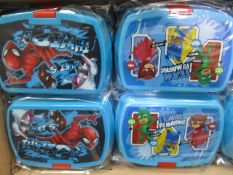 100 x Brand New & Sealed Themed Lunch Boxes | See description and photographs