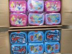 100 x Brand New & Sealed Themed Lunch Boxes | See description and photographs