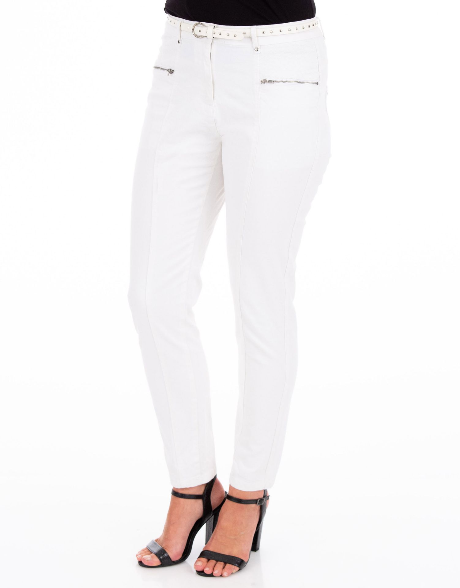 2,787 x Ladies Slim Leg Belted Trousers | Black and White | Sizes 10-20 - Image 6 of 6