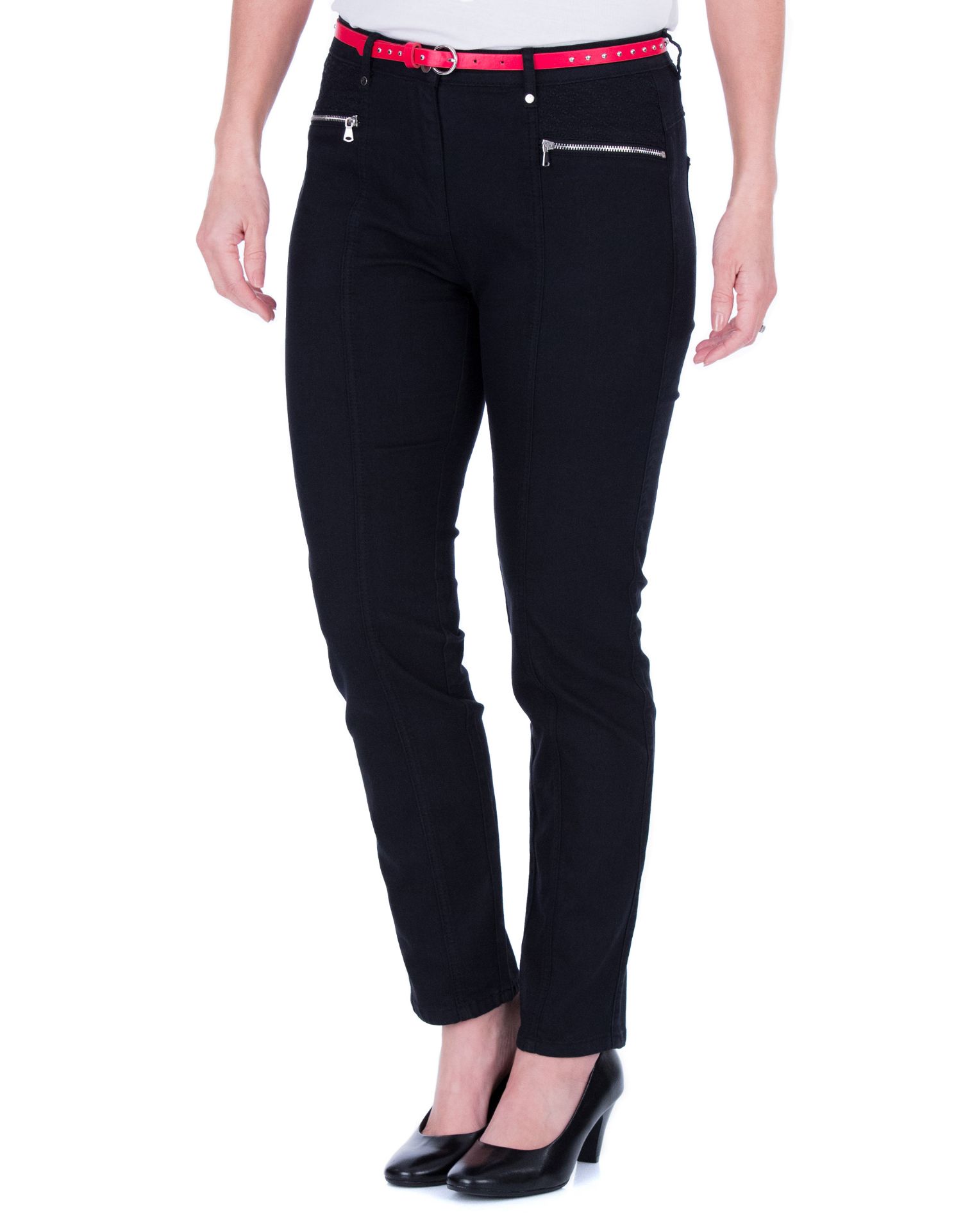 2,787 x Ladies Slim Leg Belted Trousers | Black and White | Sizes 10-20 - Image 3 of 6