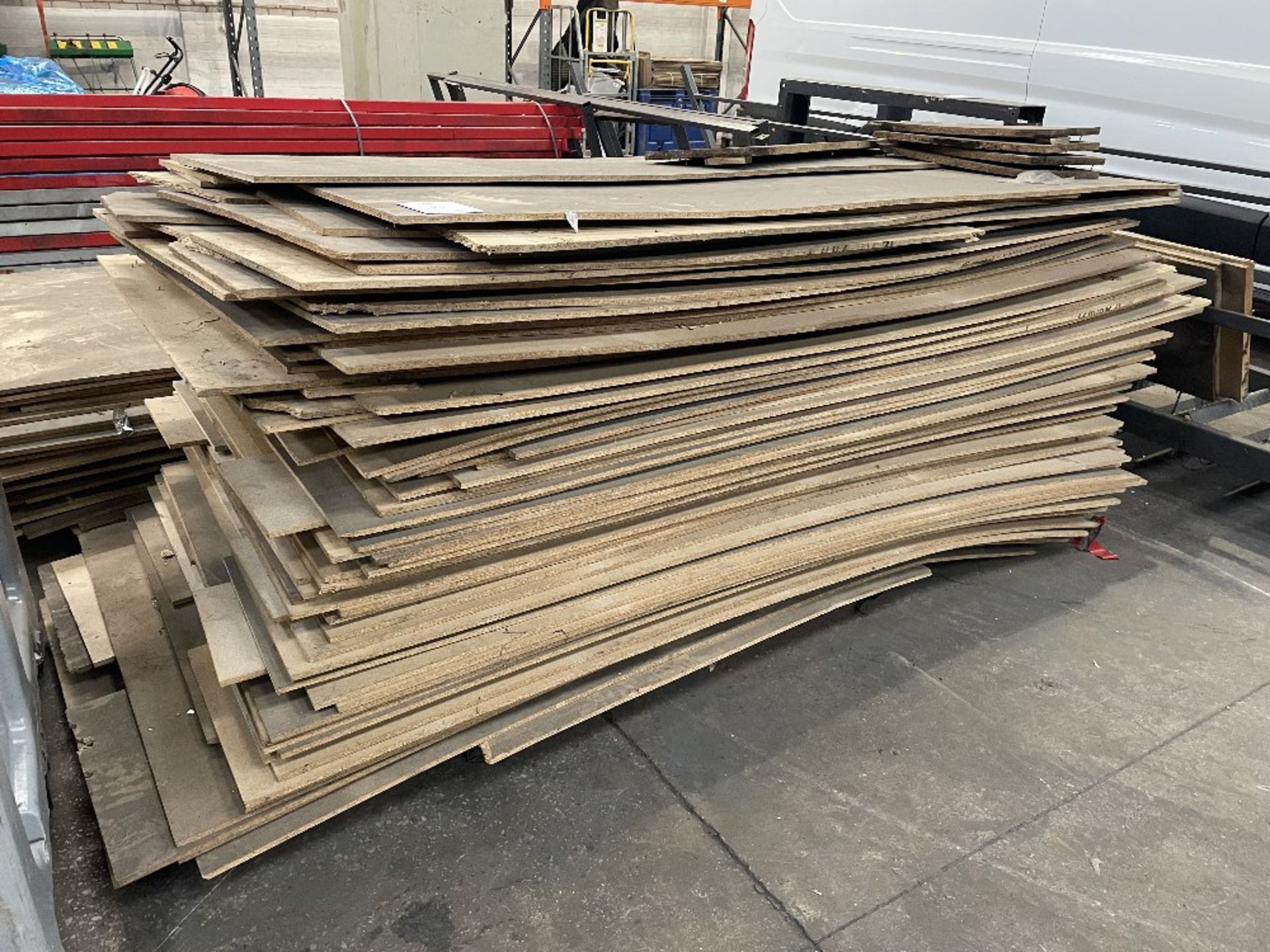 Approximately 100 x Assorted Multi-Purpose Chipboard Panels - see description for further details