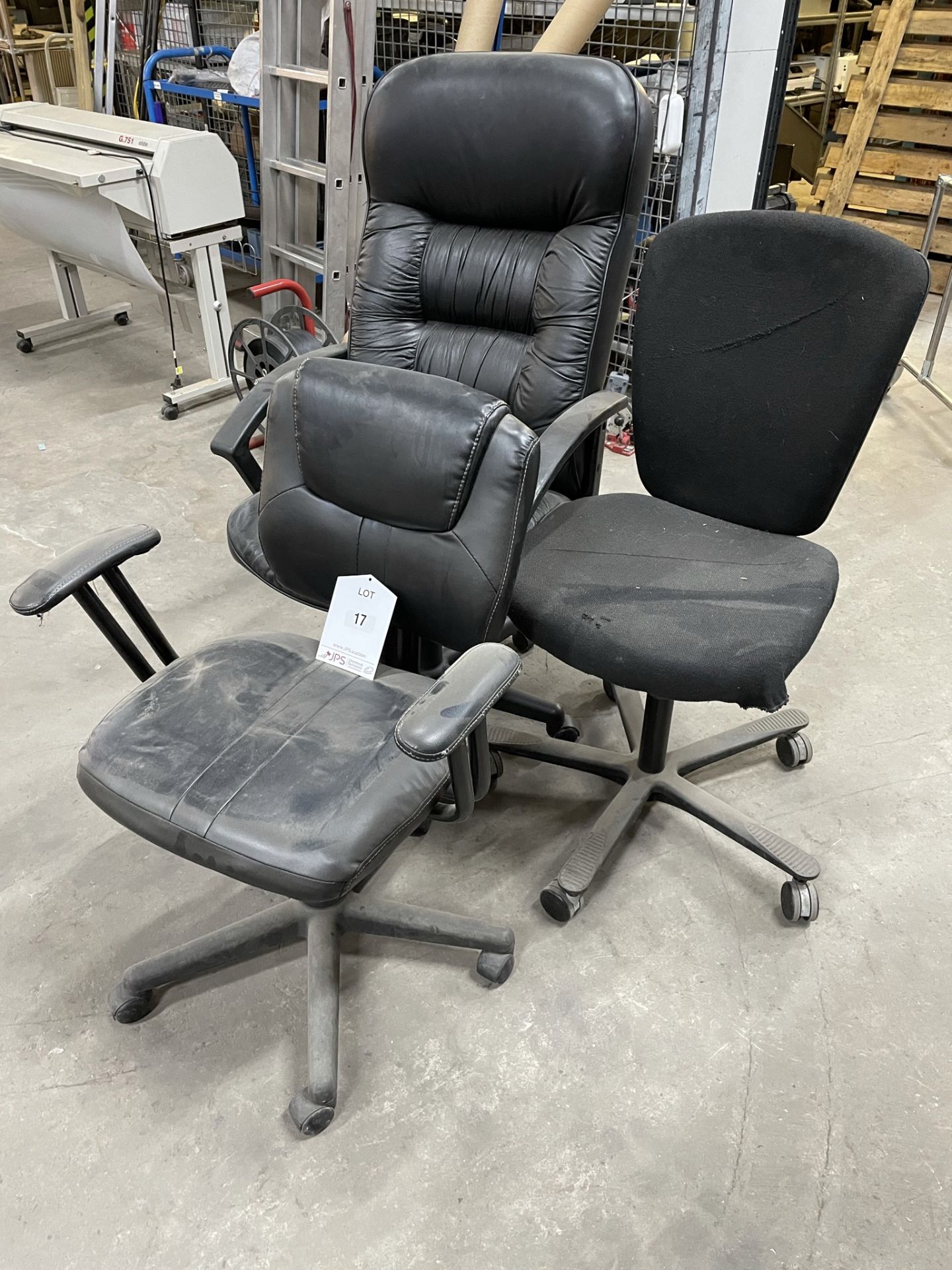 3 x Various Black Faux Leather/Fabric Office Chairs