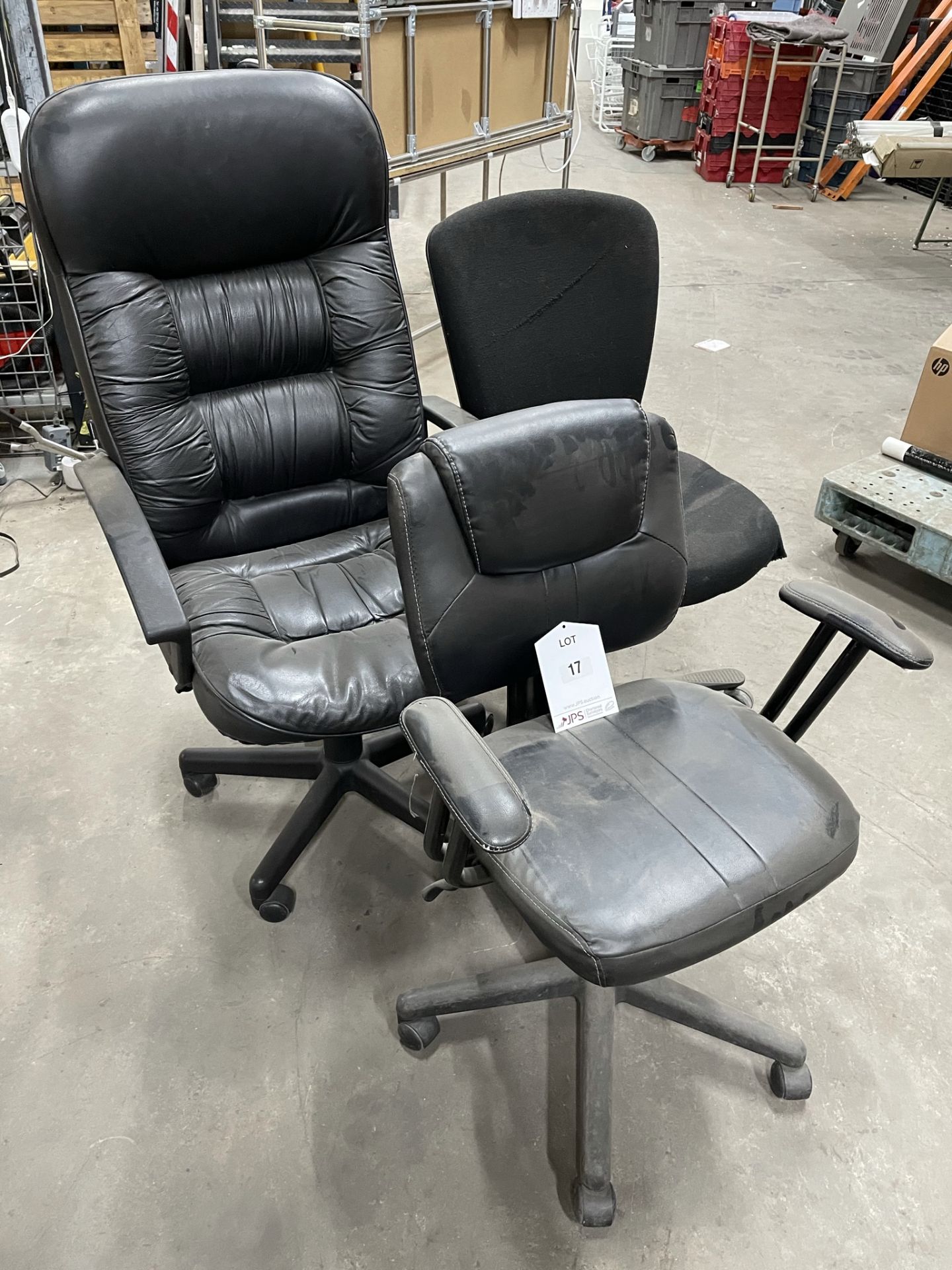 3 x Various Black Faux Leather/Fabric Office Chairs - Image 3 of 3