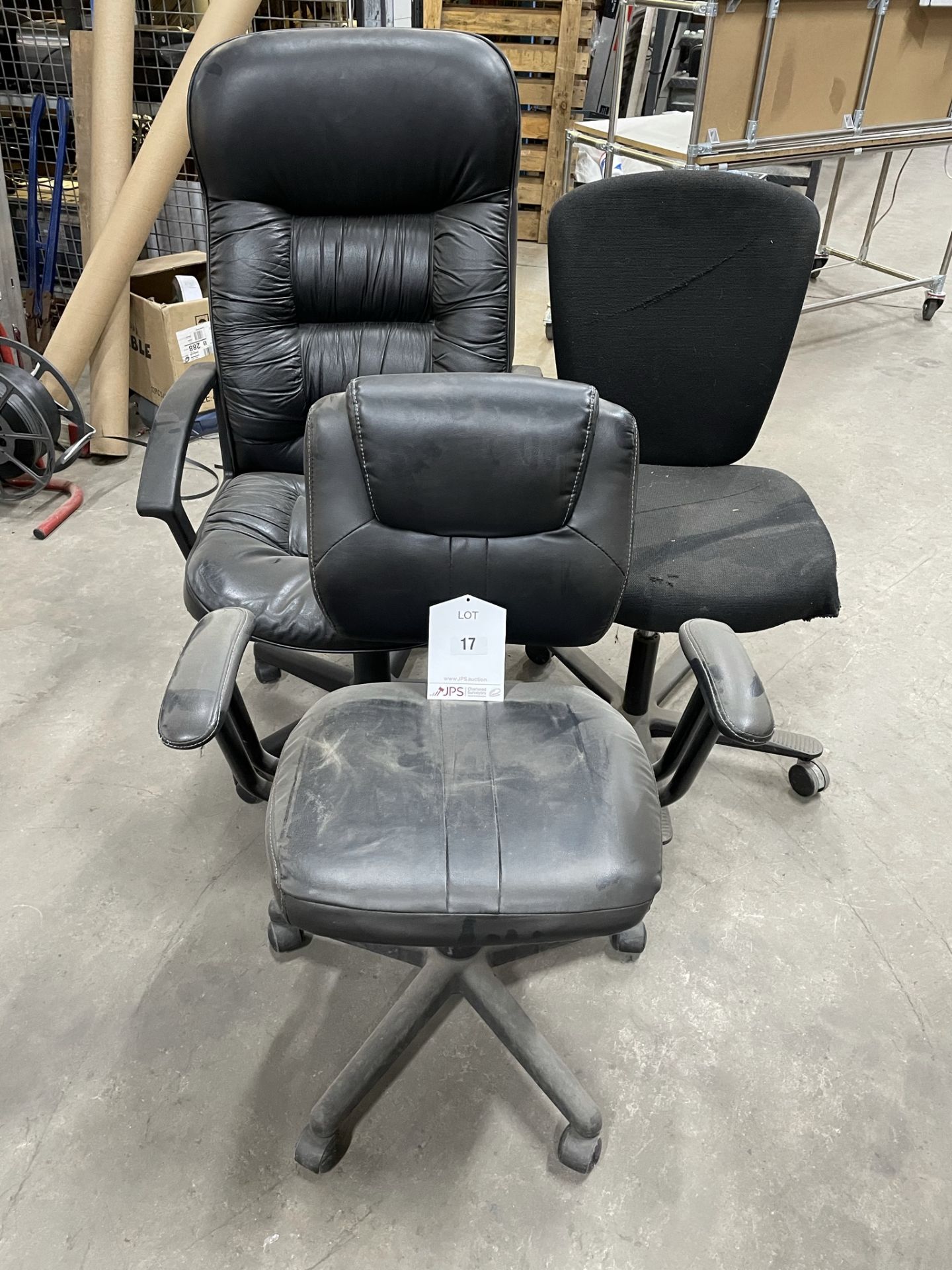 3 x Various Black Faux Leather/Fabric Office Chairs - Image 2 of 3