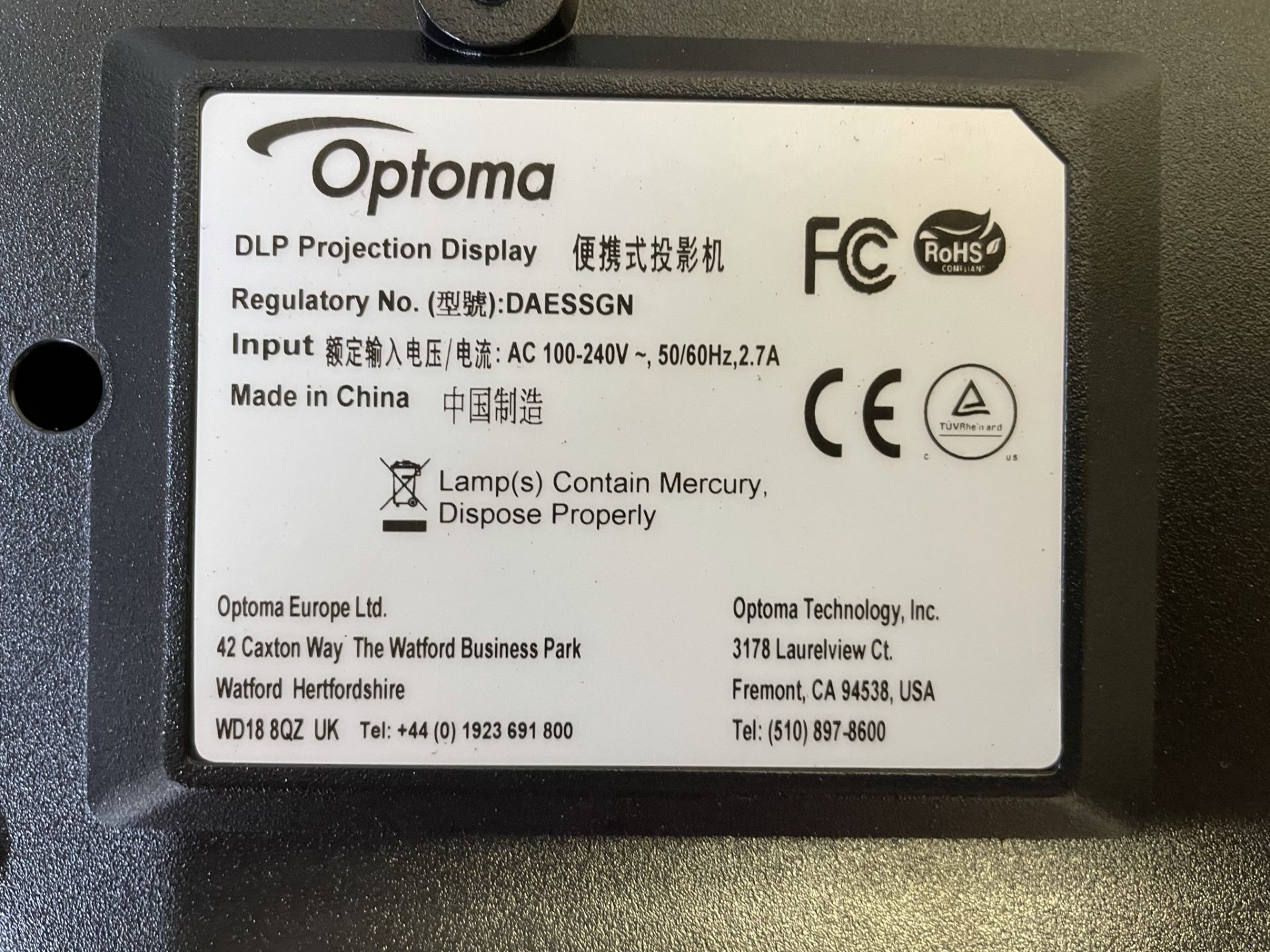 Optoma DAESSGN DLP Projector - Image 4 of 4