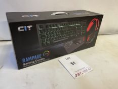 CiT Rampage Gaming Combo Set includes: Keyboard, Headset, Mouse & Mouse Mat