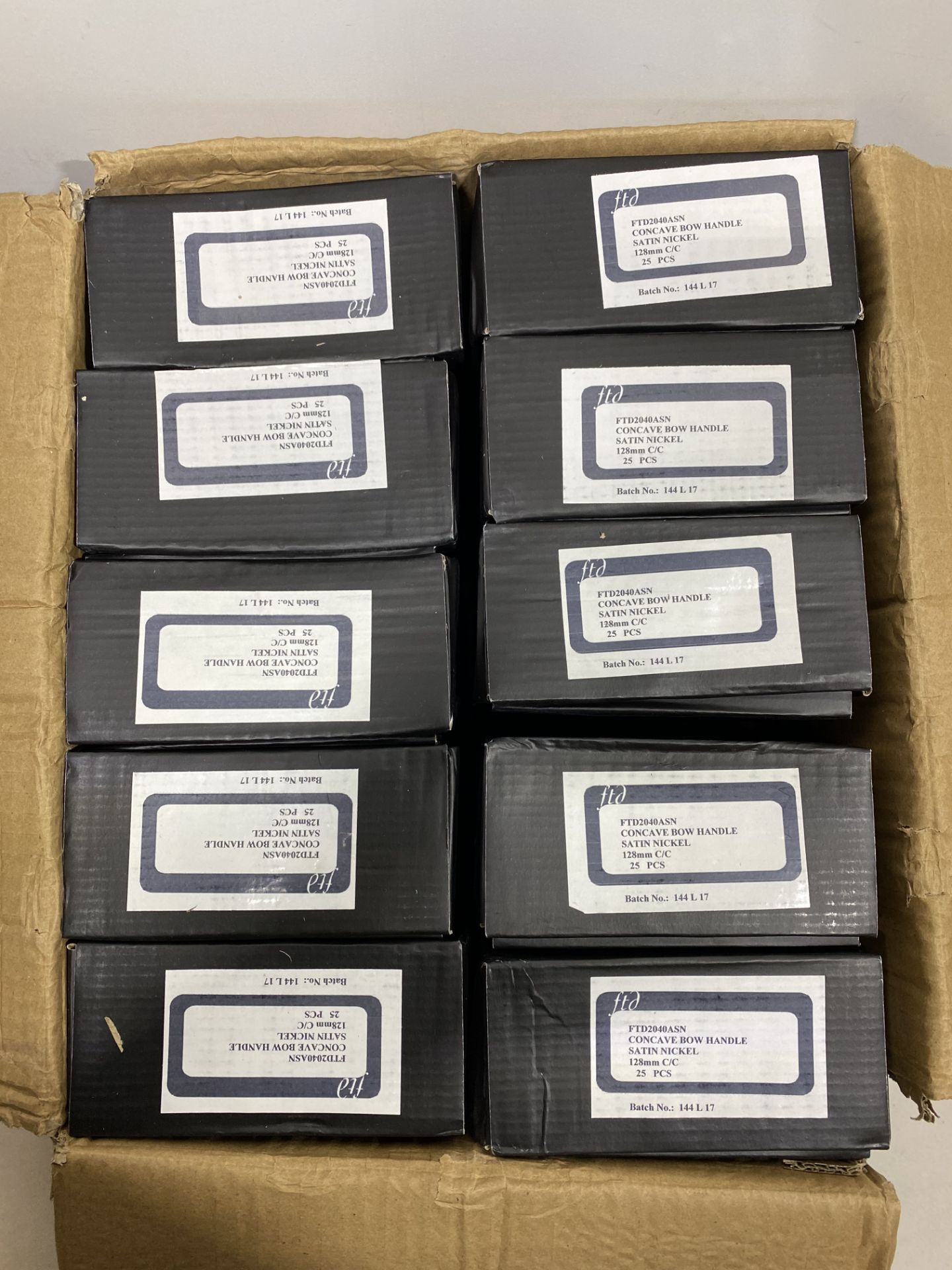 10 x Boxes Of FTD2040ASN Concave Bow Handles - Satin Nickel ( 25 Pcs Per Box )