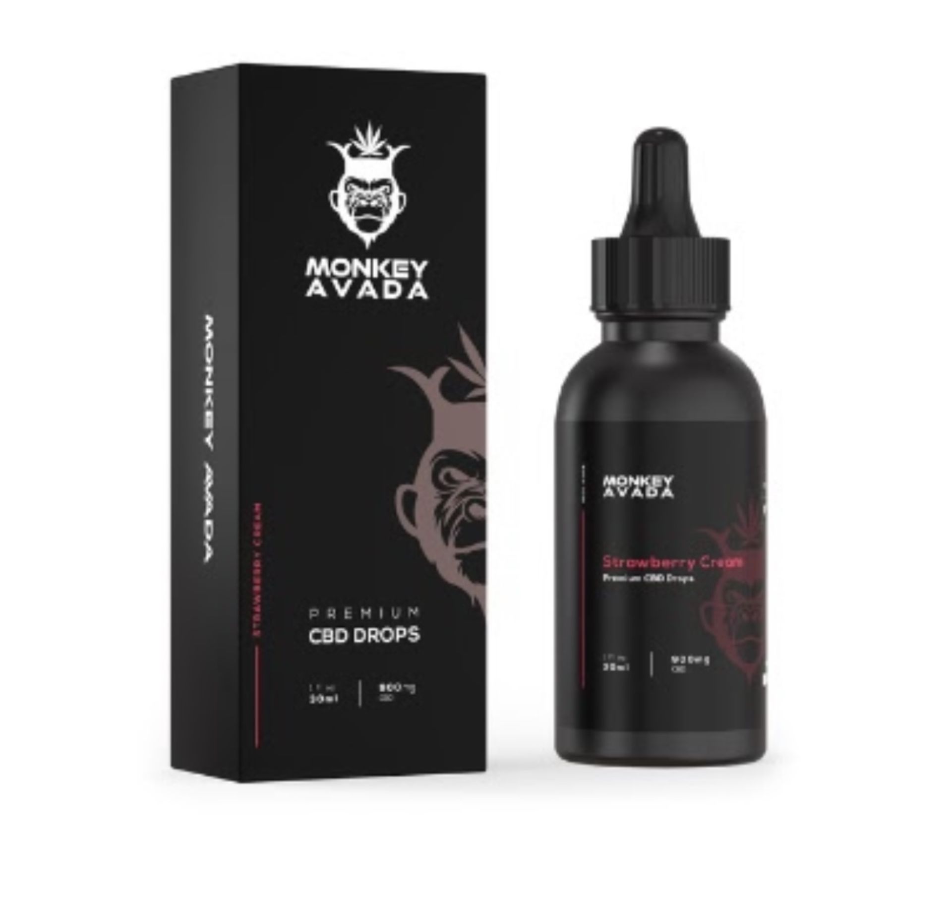 10 x Monkey Avada Premium 30ml 900mg Strawberry Cream CBD Drops/Liquids | RRP £24.99 Each