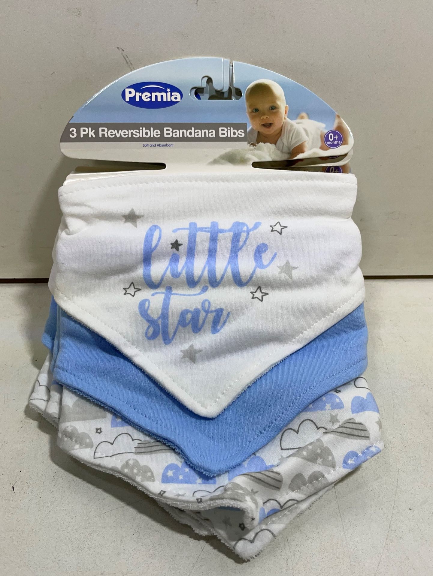 4 x 3Pk Premia Reversible Bandana Bibs | Blue