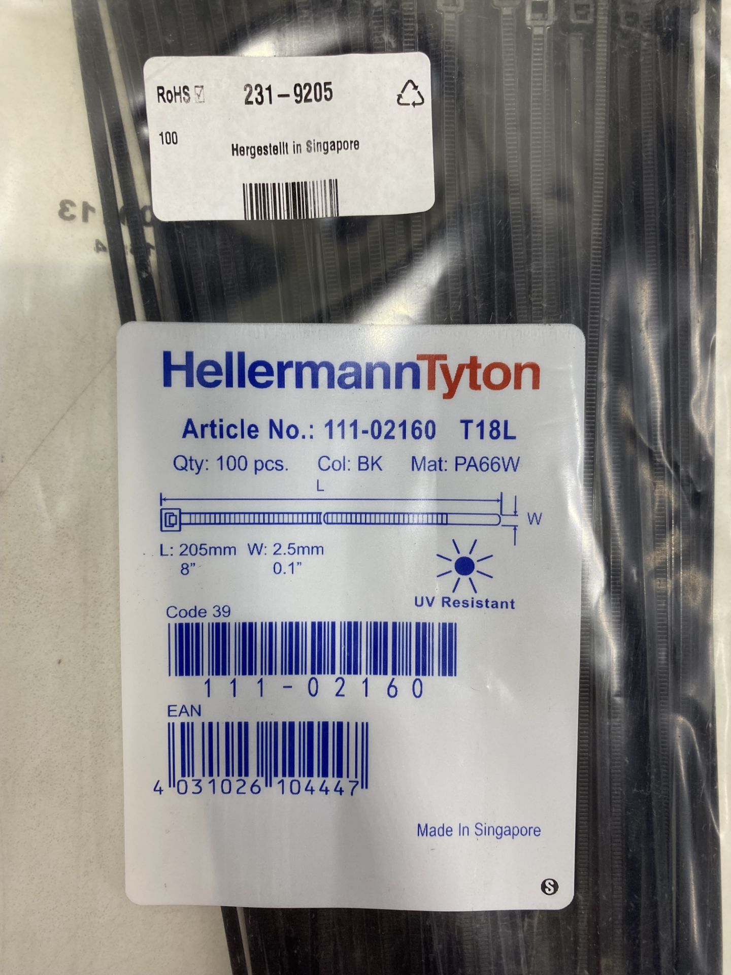 Box Containing Large Quantity of Hellermann Tyton 111-02160 205mm Black Cable Ties - Image 3 of 3