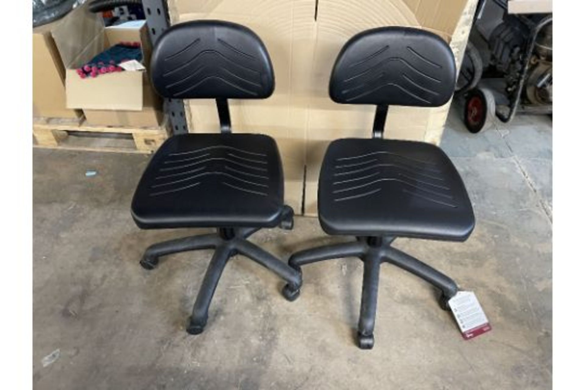 8 x Faux Leather Mobile Adjustable Chairs in Black - Image 3 of 3