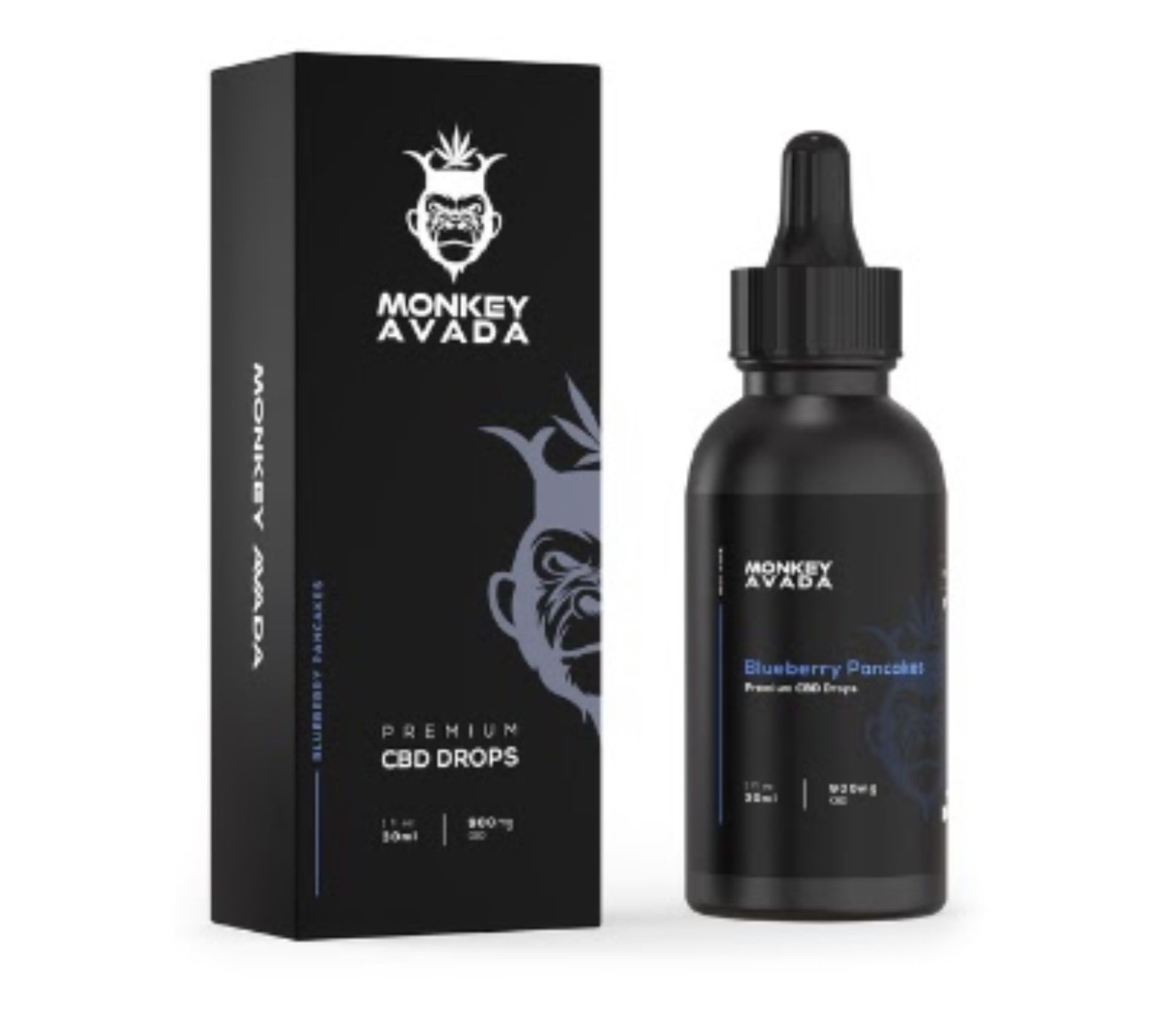 10 x Monkey Avada Premium 30ml 900mg Blueberry Pancake CBD Drops/Liquids | RRP £24.99 Each