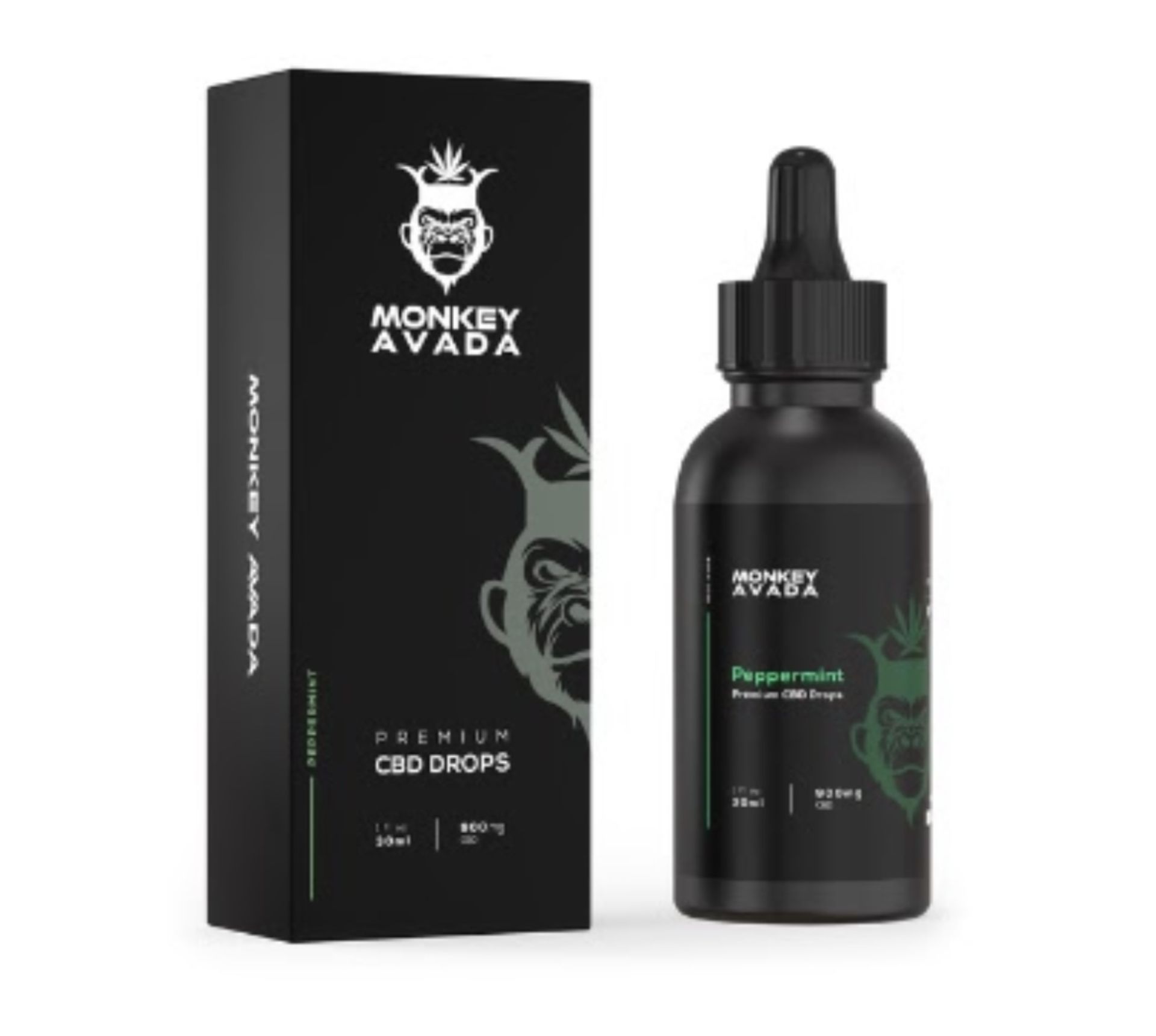 10 x Monkey Avada Premium 30ml 900mg Peppermint CBD Drops/Liquids | RRP £24.99