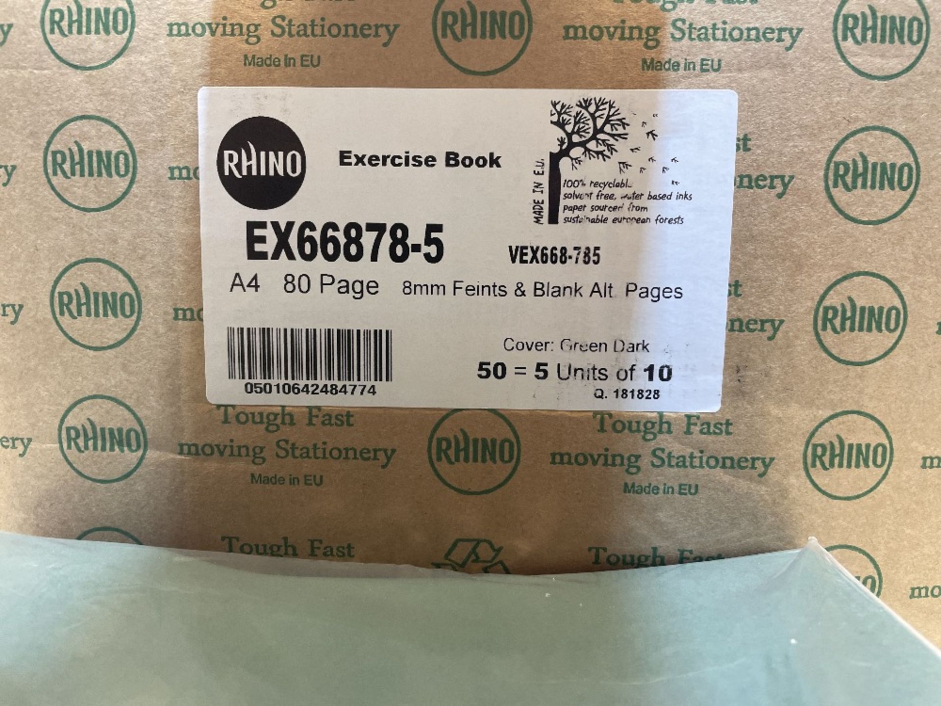 Approximately 300 x Rhino EX66878-5 Green A4 8mm Feints & Blank ALT 80pg Exercise Books - Image 4 of 4