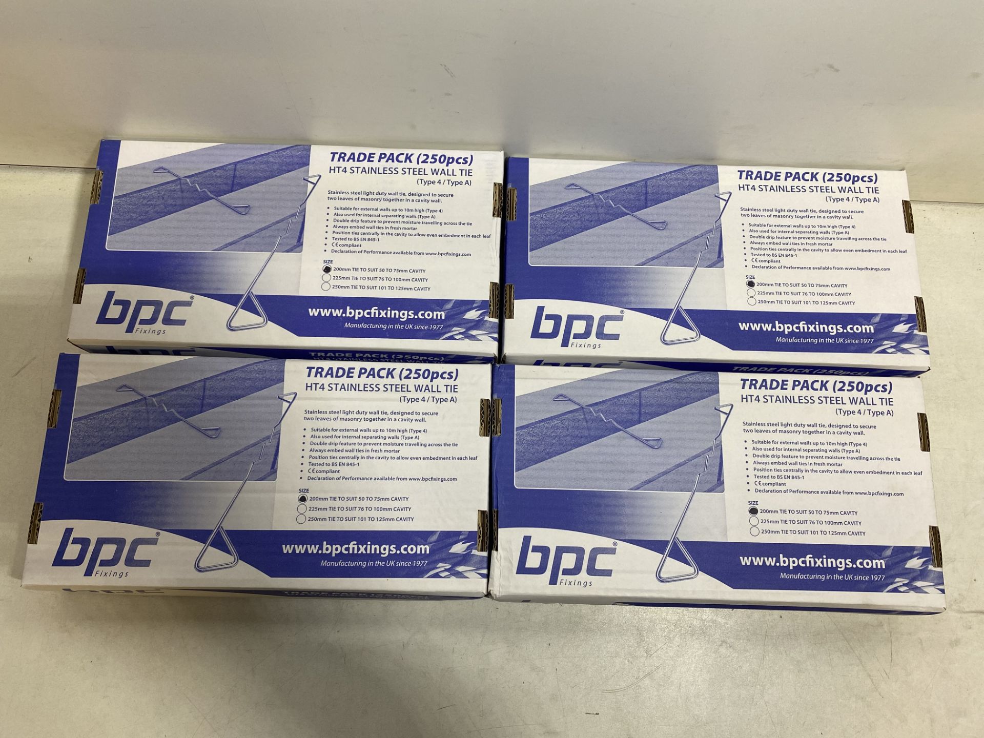 4 x Boxes Of BPC Fixings Stainless Steel 200mm Type 4 Cavity Wall Housing Tie | 250 per pack - Image 3 of 5