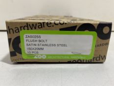 4 x Boxes Of Zoo Hardware ZAS02SS Flush Bolts | 10 Pcs Per Box