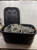 Black Wheeled Storage Box Filled W/ Scrap Cable