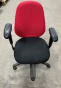 5 x Fabric Operator Chairs w/Arm Rests and Five Star Wheel Base