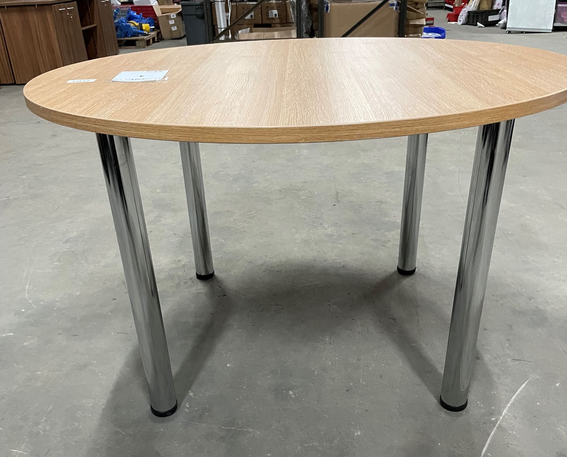 Circular Beech Effect Table w/4 Polished Chrome Legs | D: 120cm - Image 2 of 2