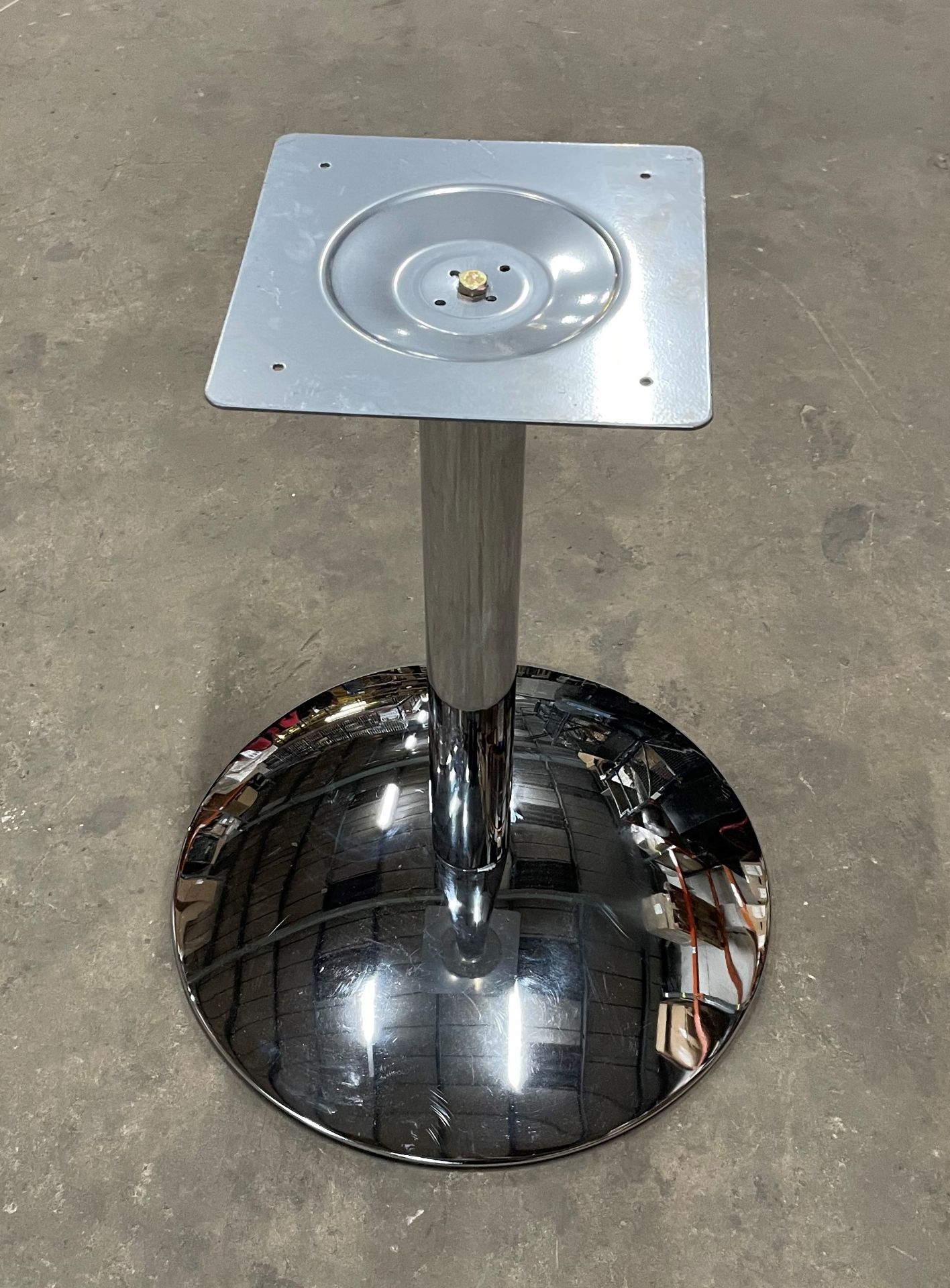 Circular Dark Wood Effect Table w/Polished Chrome Pedestal - Image 3 of 3