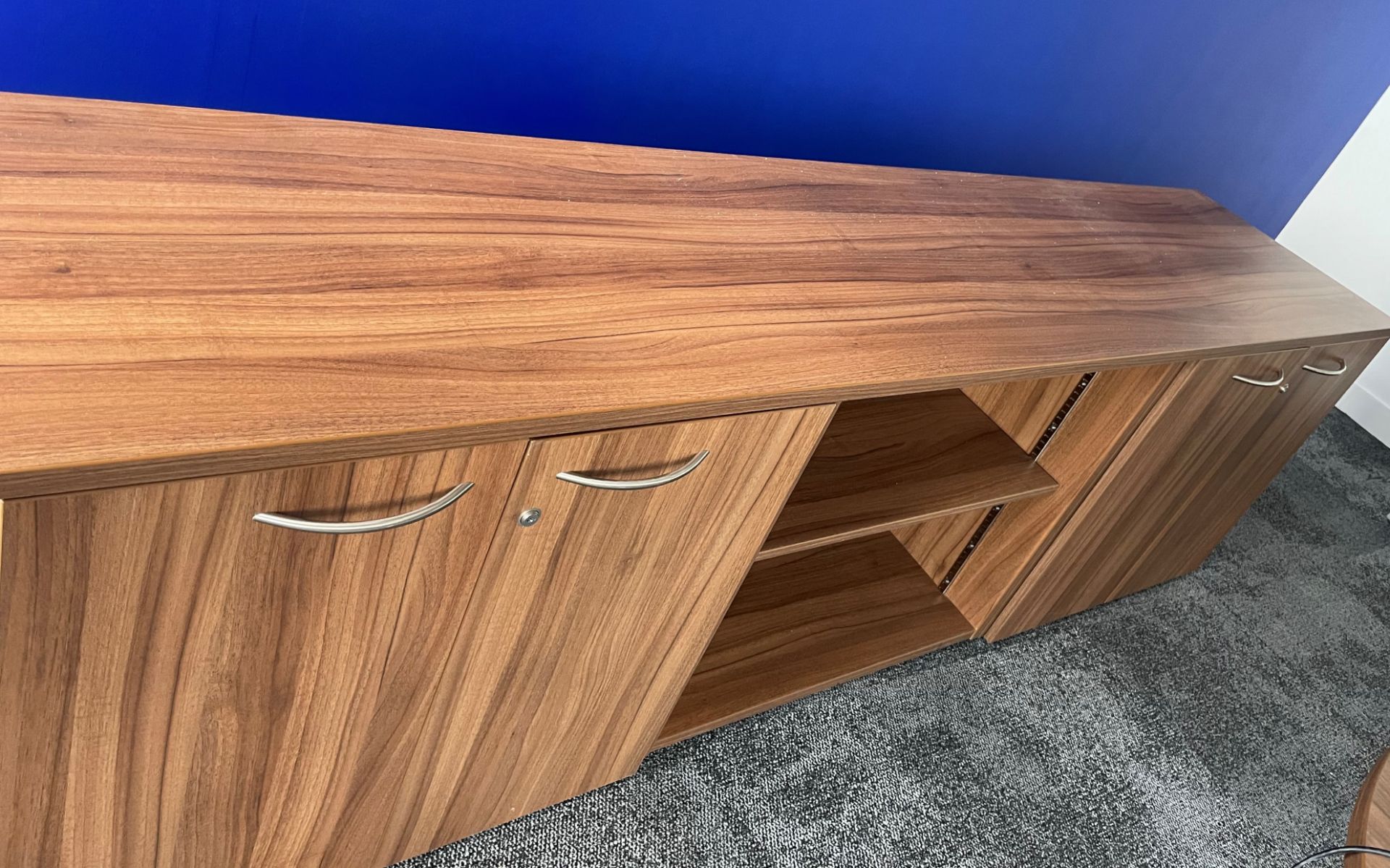 Wooden Sideboard w/3 Sections & 2 Lockable Cupboards | Overall 240x53x72cm - Image 4 of 14
