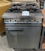 Stainless Steel Single Oven Dominator Gas Cooker w/4 Burner Hob