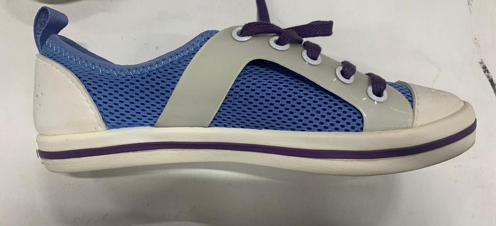 Pair Of CCILU White/Purple Plimsolls *DAMAGED BOX* | UK 2.5