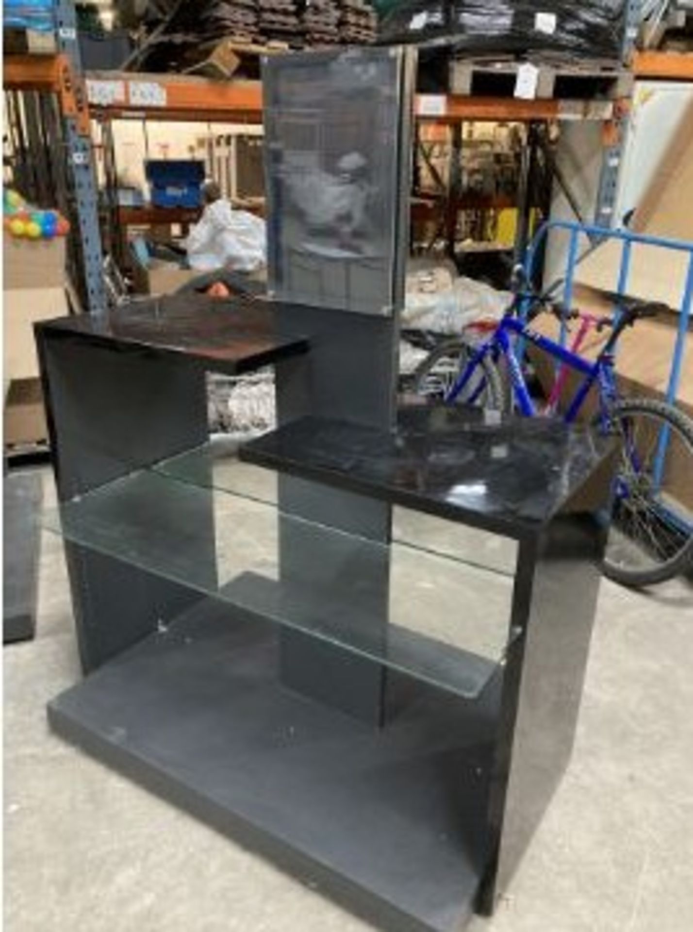 Black Display Stand W/ Glass Shelves