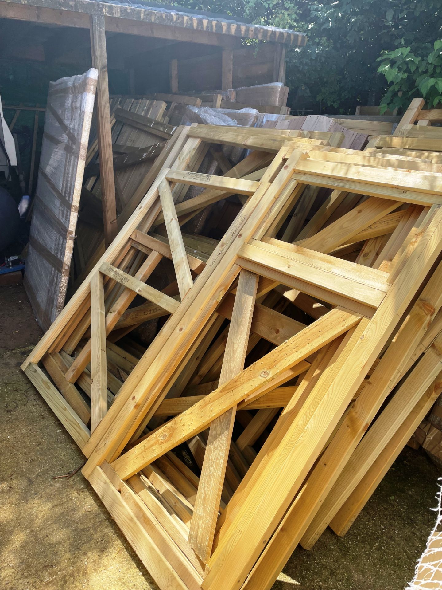 Quantity of WIP Wood Stock | Includes Gates & Fence Panels | As Pictured - Image 2 of 4