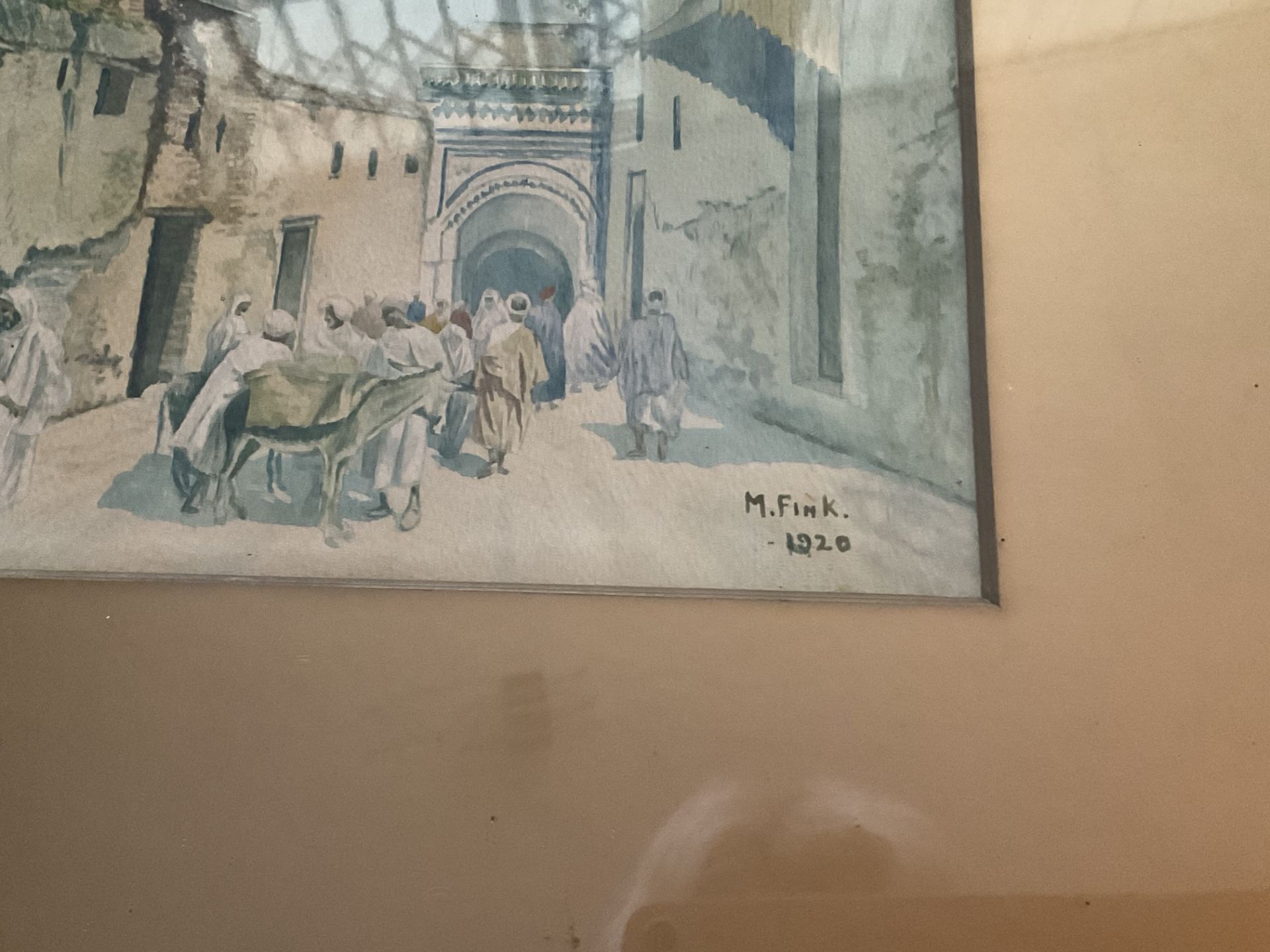 M Fink Watercolour | Mosque With Figures - Bild 2 aus 2