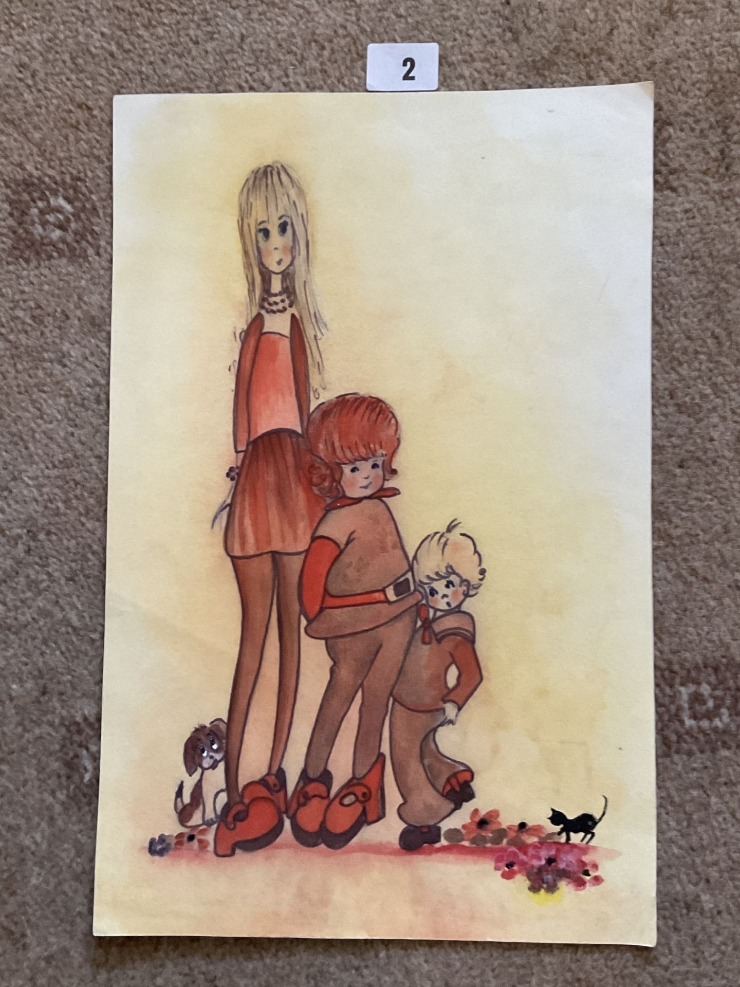 Watercolour of 3 charming children | Francis Lennon