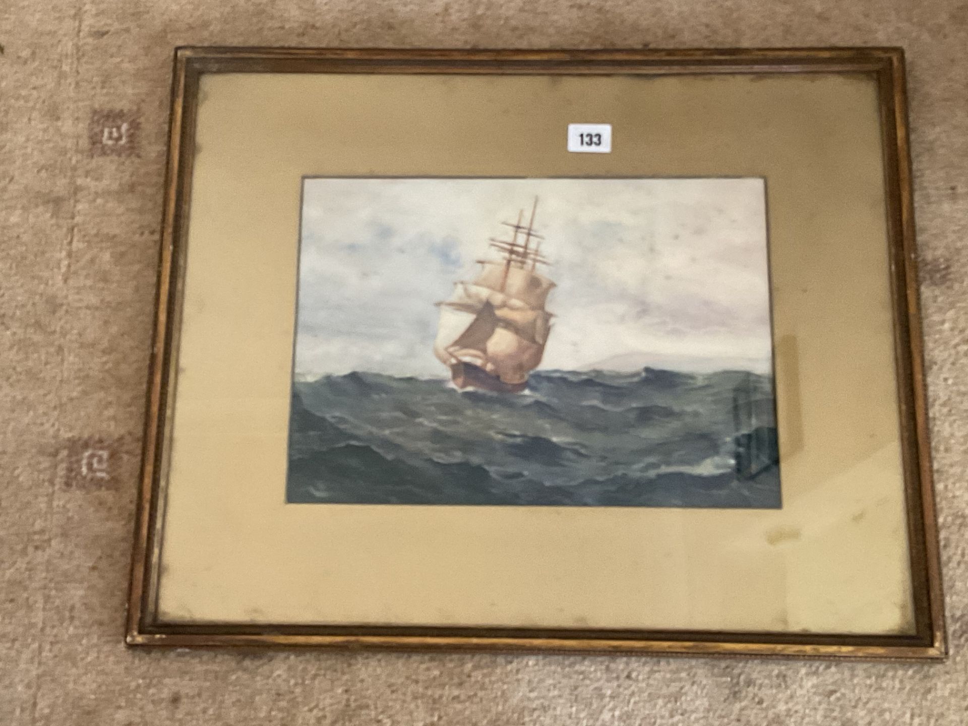 Watercolour of a Sailing Ship | Signed by M Fink | 1913