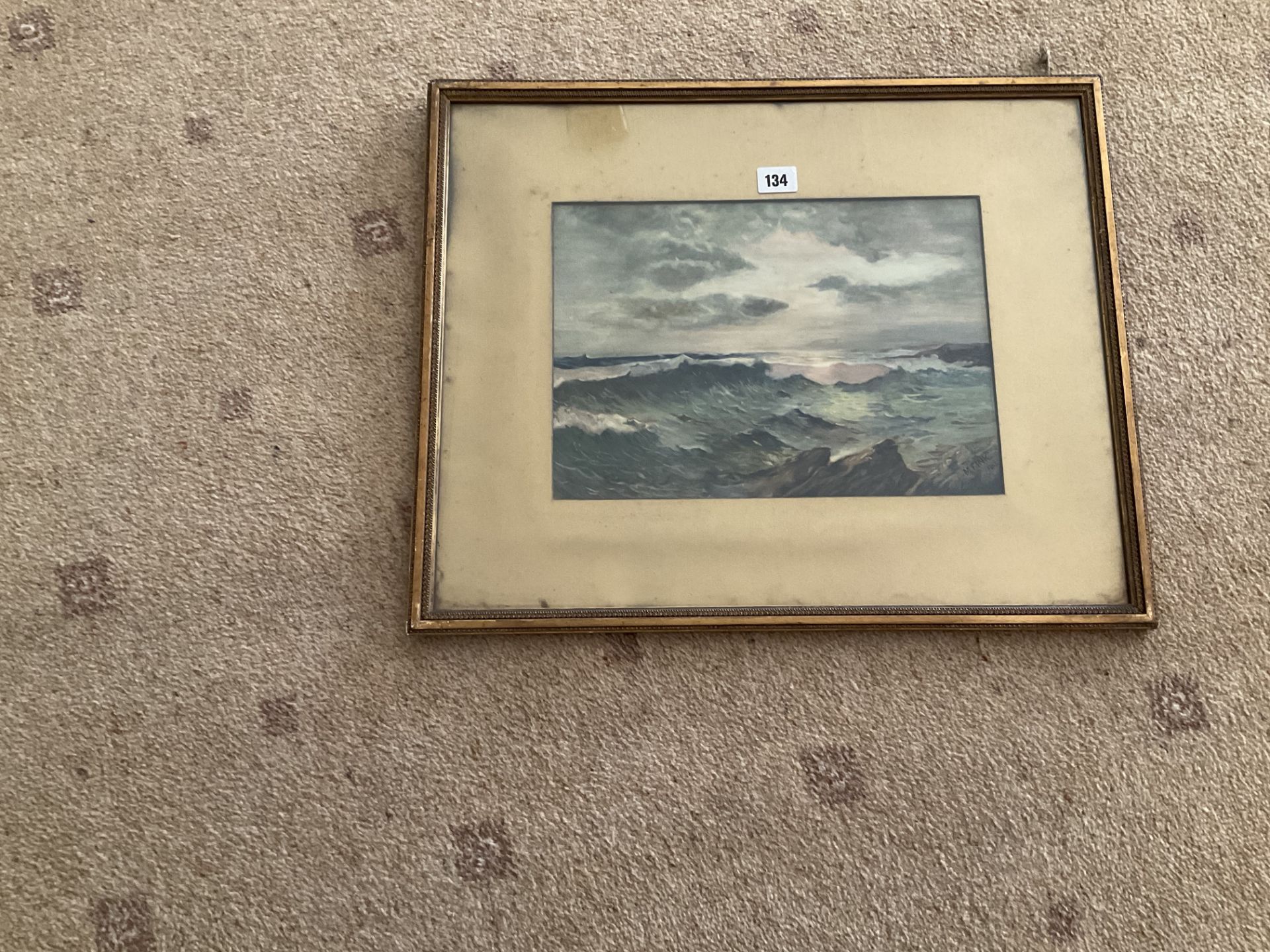 Watercolour of a Rough Sea Scene | Signed by M Fink | 1913