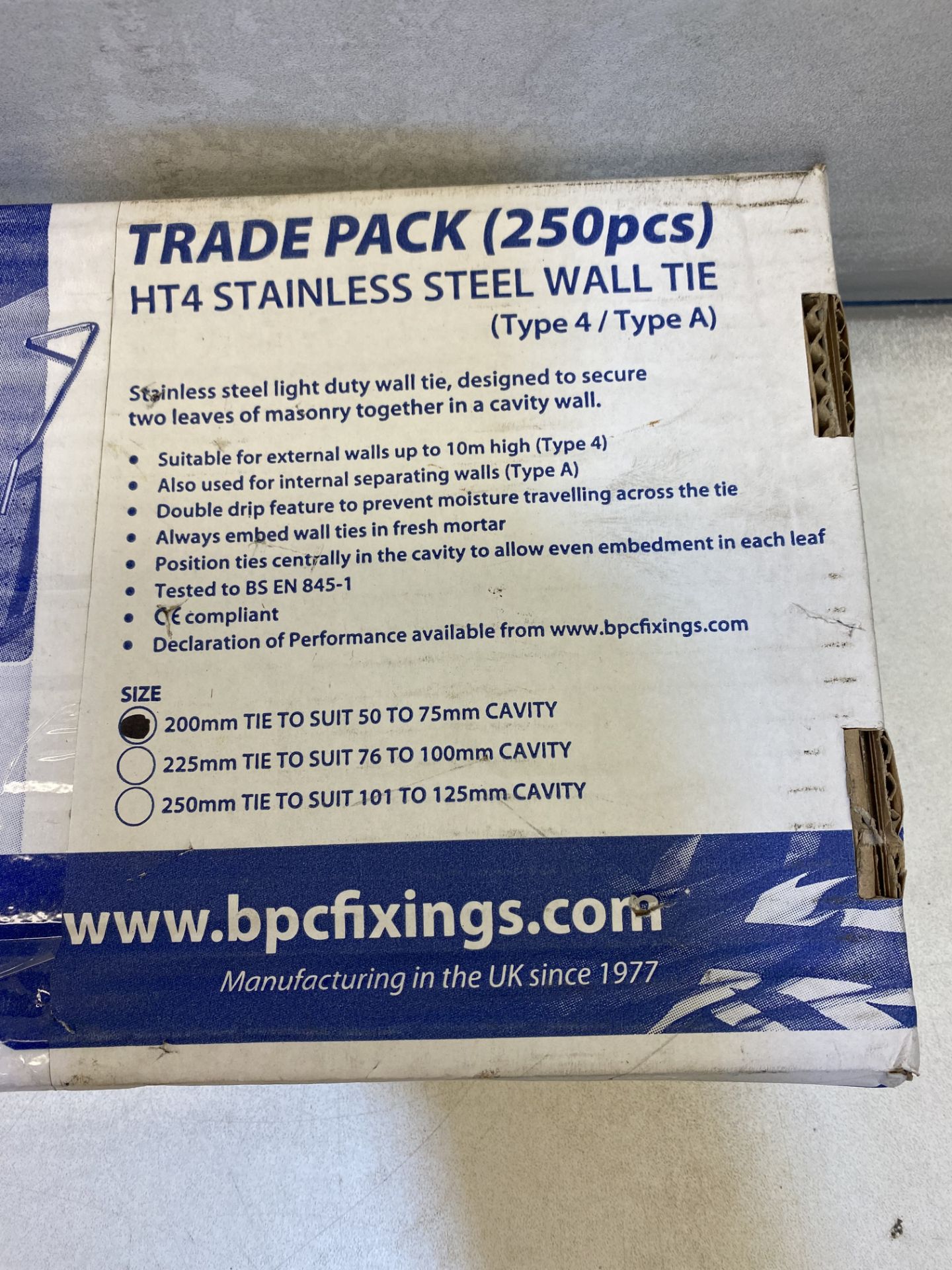 2 x BPC Housing Type 4 Wall Tie | 250 per box - Image 3 of 3