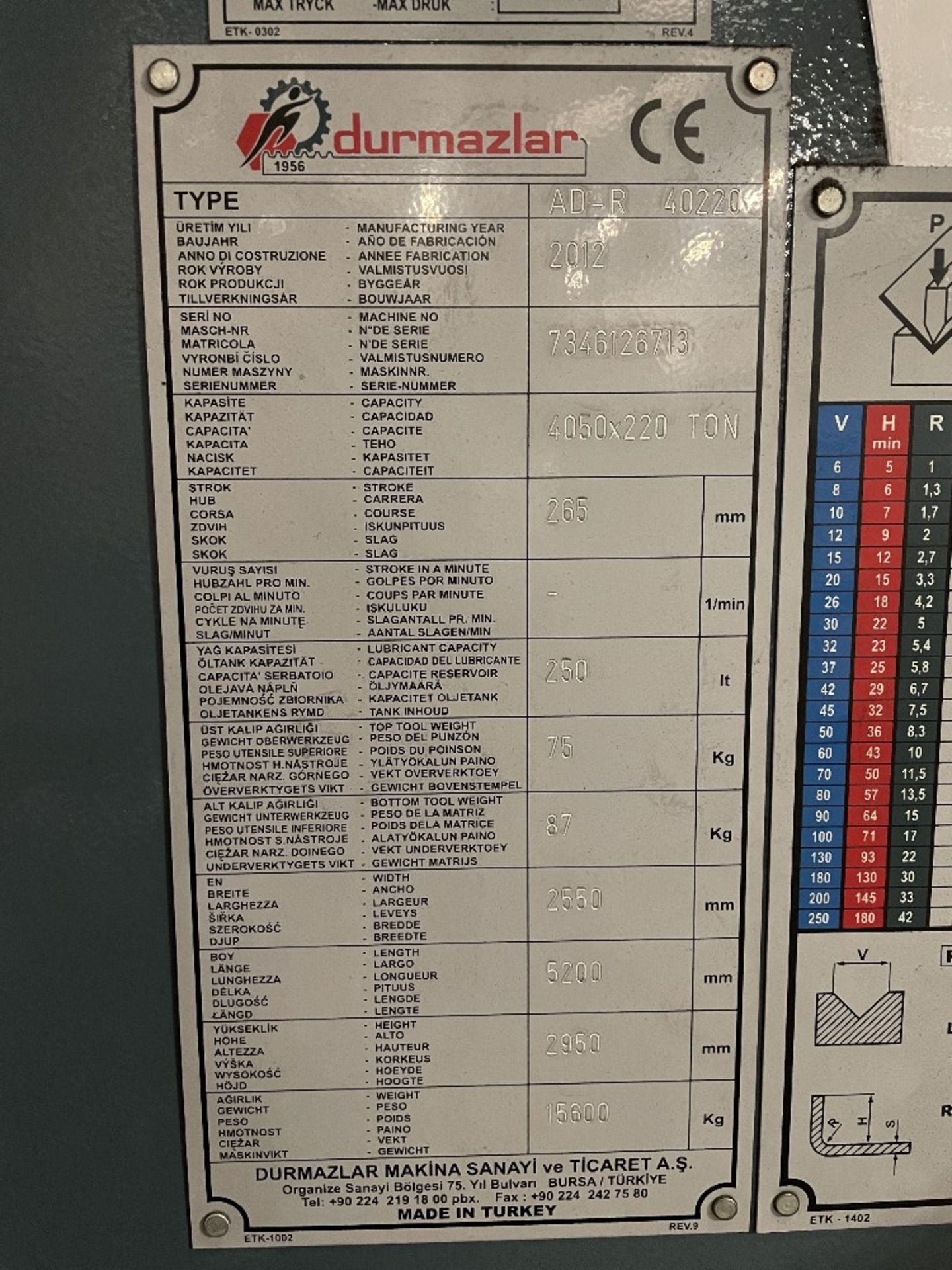 Durma AD-R 40-220 4050mm x 220T 3 Axis Synchro Pressbrake | 2012 - Image 9 of 21