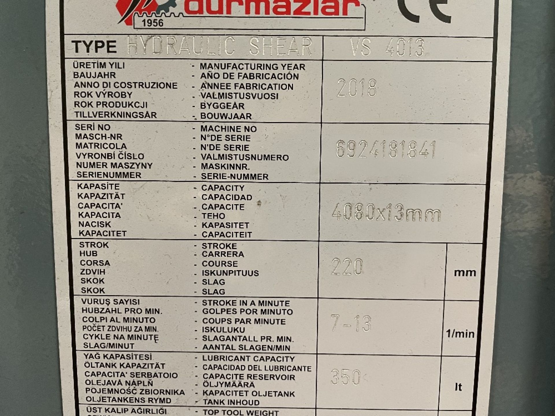 Durma VS4013 4100mm x 13mm Variable Rake Guillotine | 2018 - Image 9 of 19