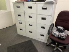 3 x 4 drawer vertical steel filing cabinets (with keys)