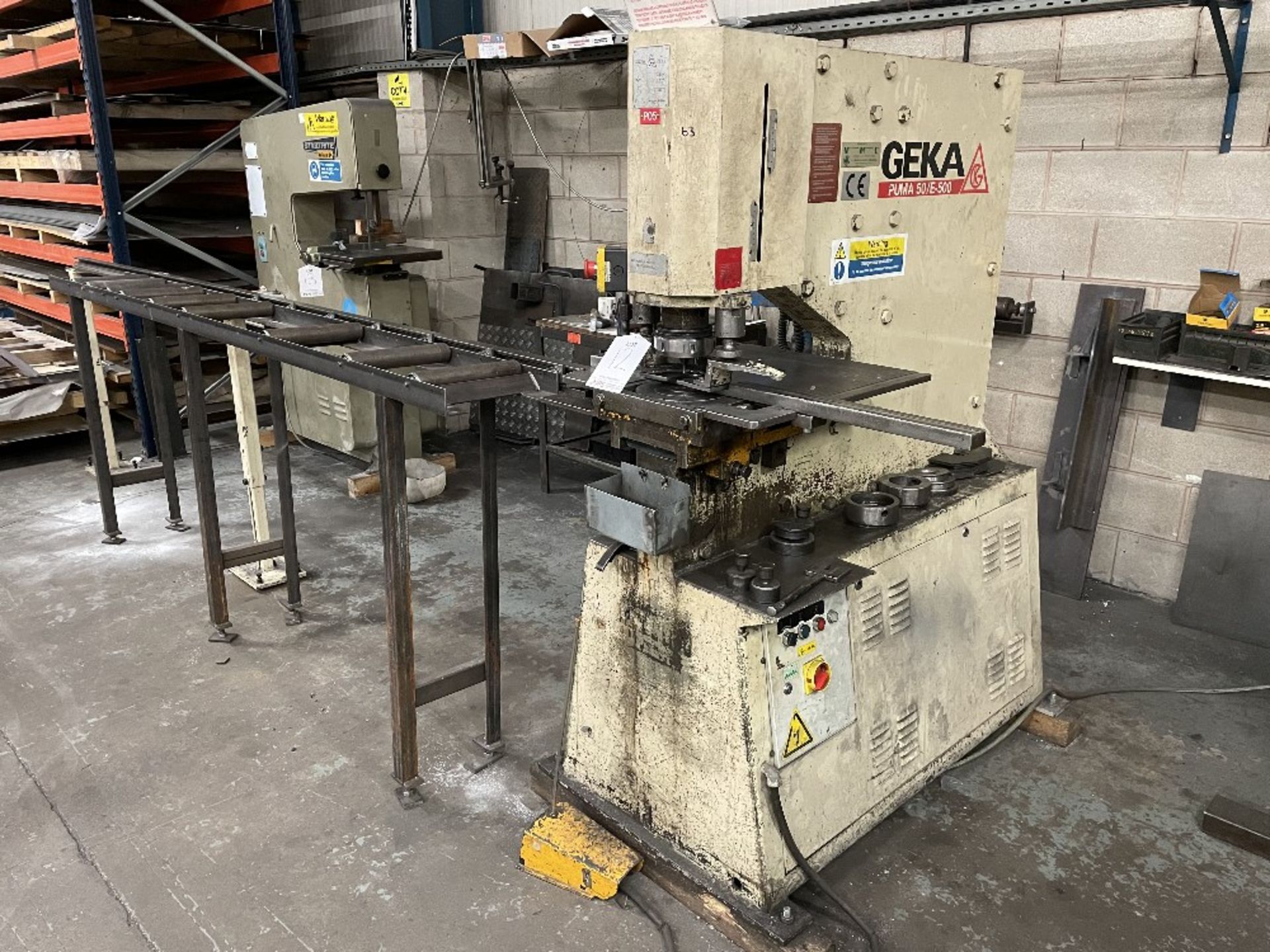 Geka Puma 55/E-500 Punching Machine w/ Gravity Roller Conveyor & Guide Rail - Image 2 of 11