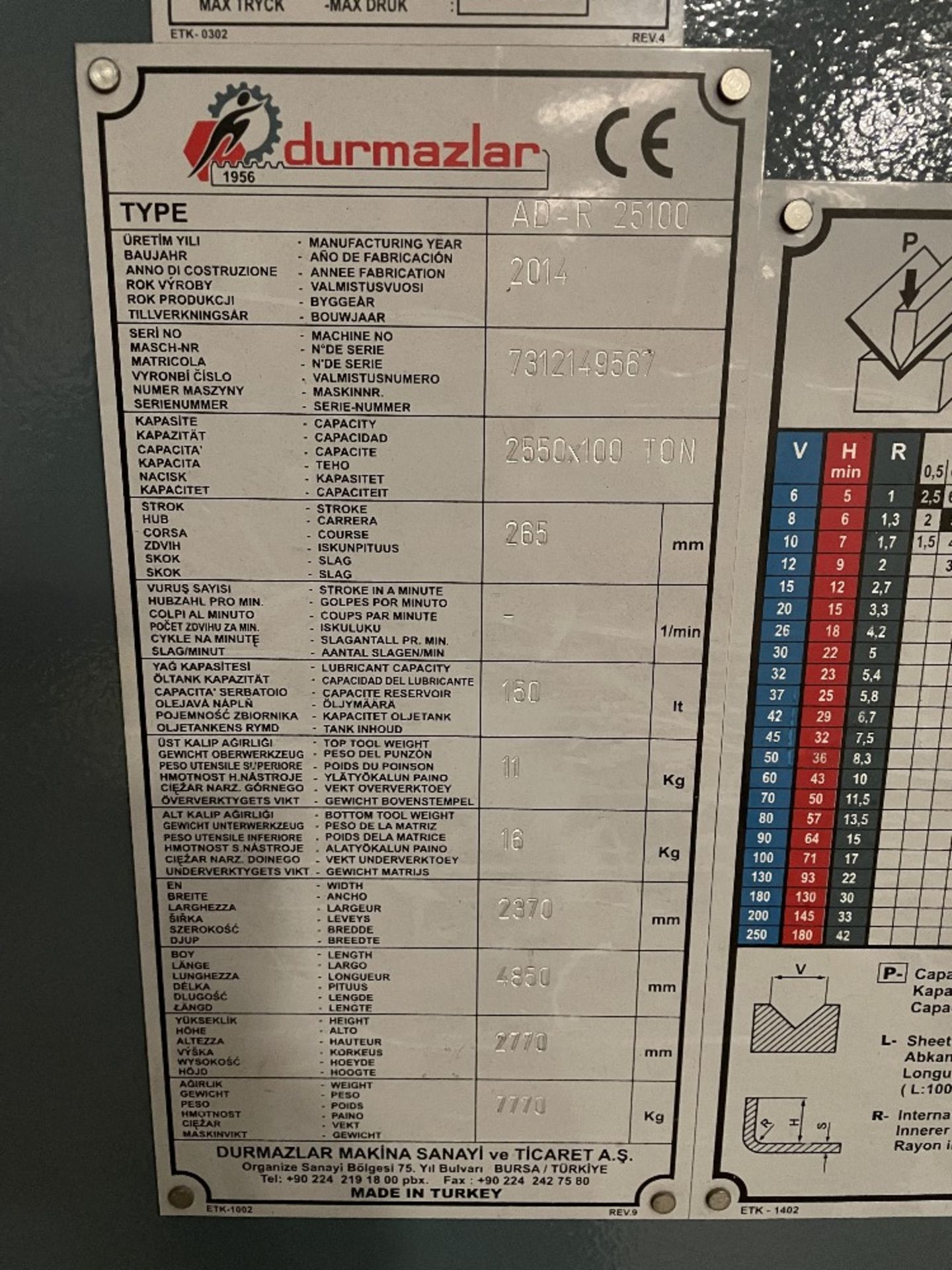 Durma AD-R 25-100 2550mm x 100T 3 Axis Synchro Pressbrake | 2014 - Image 10 of 20