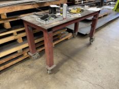 Metal fabricated worktable on castors