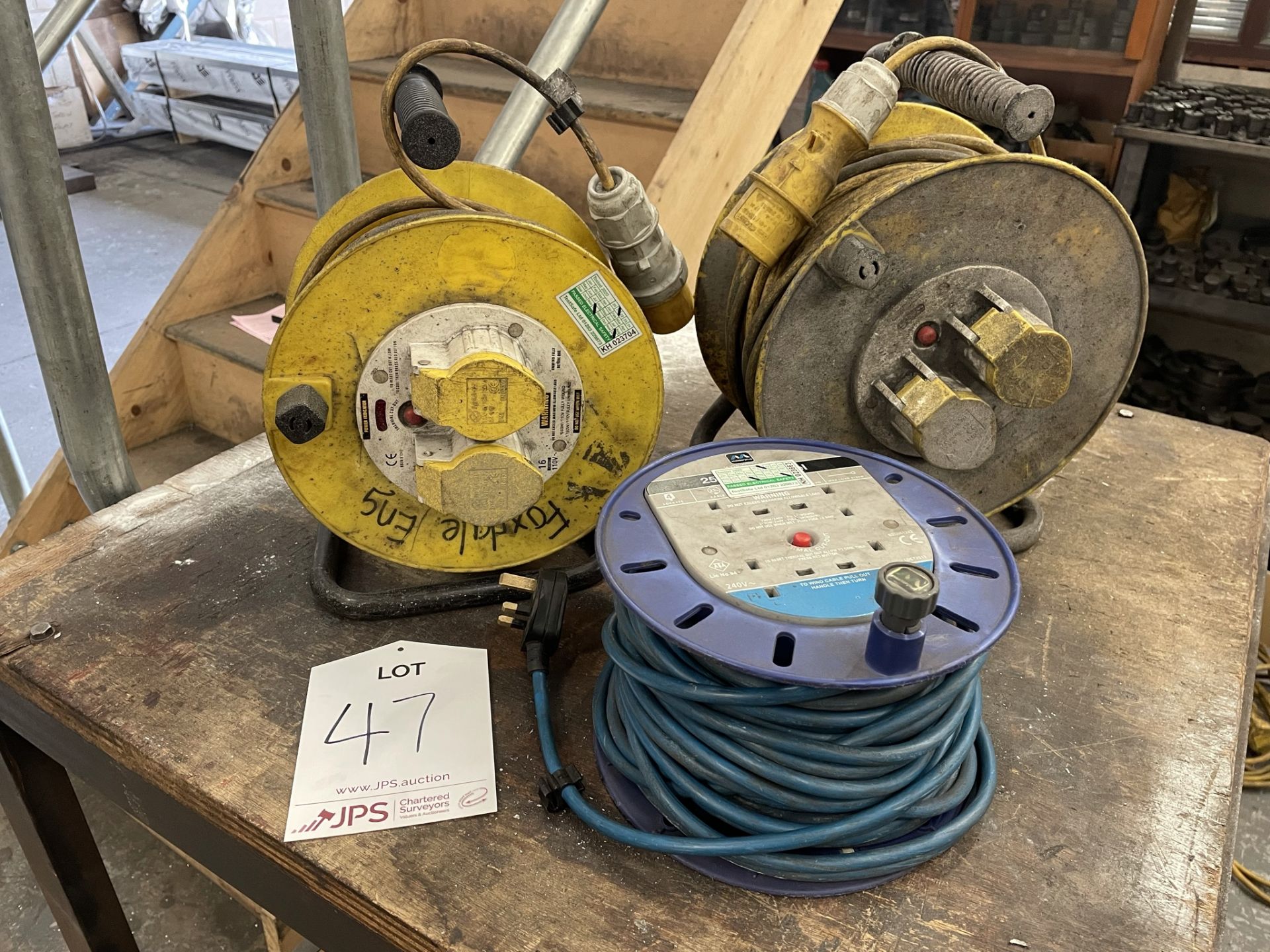 3 x Various Portable Site Transformer Units w/ 3 x Various Extension Reels - Image 5 of 5