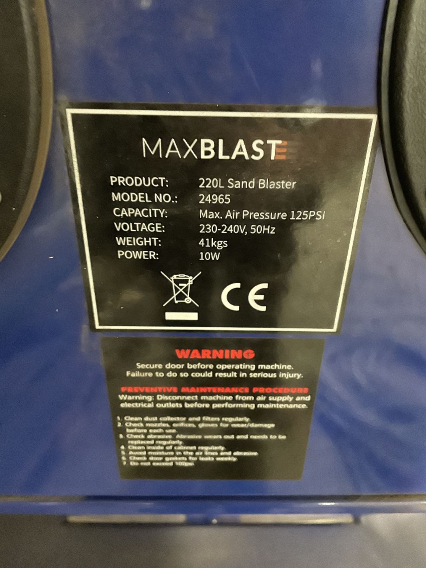 MaxBlast 24965 220L Sand Blasting Machine - Image 2 of 4