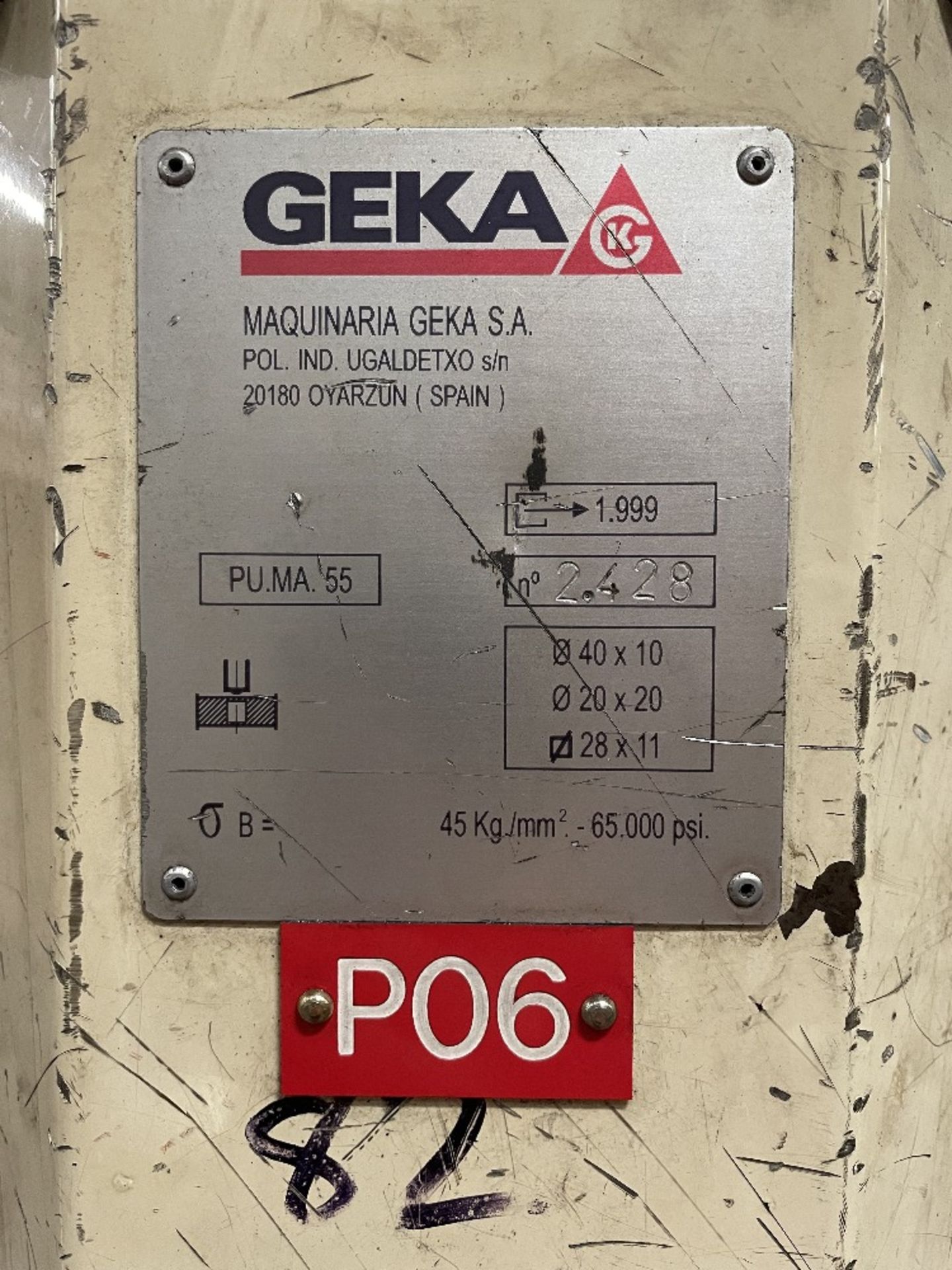 Geka Puma 55/E-500 Punching Machine w/ 3 x Gravity Roller Conveyors & Guide Rail - Image 4 of 10