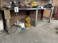 Wooden Workshop Table w/ 2 x Record Mechanical Vices | CONTENTS NOT INCLUDED